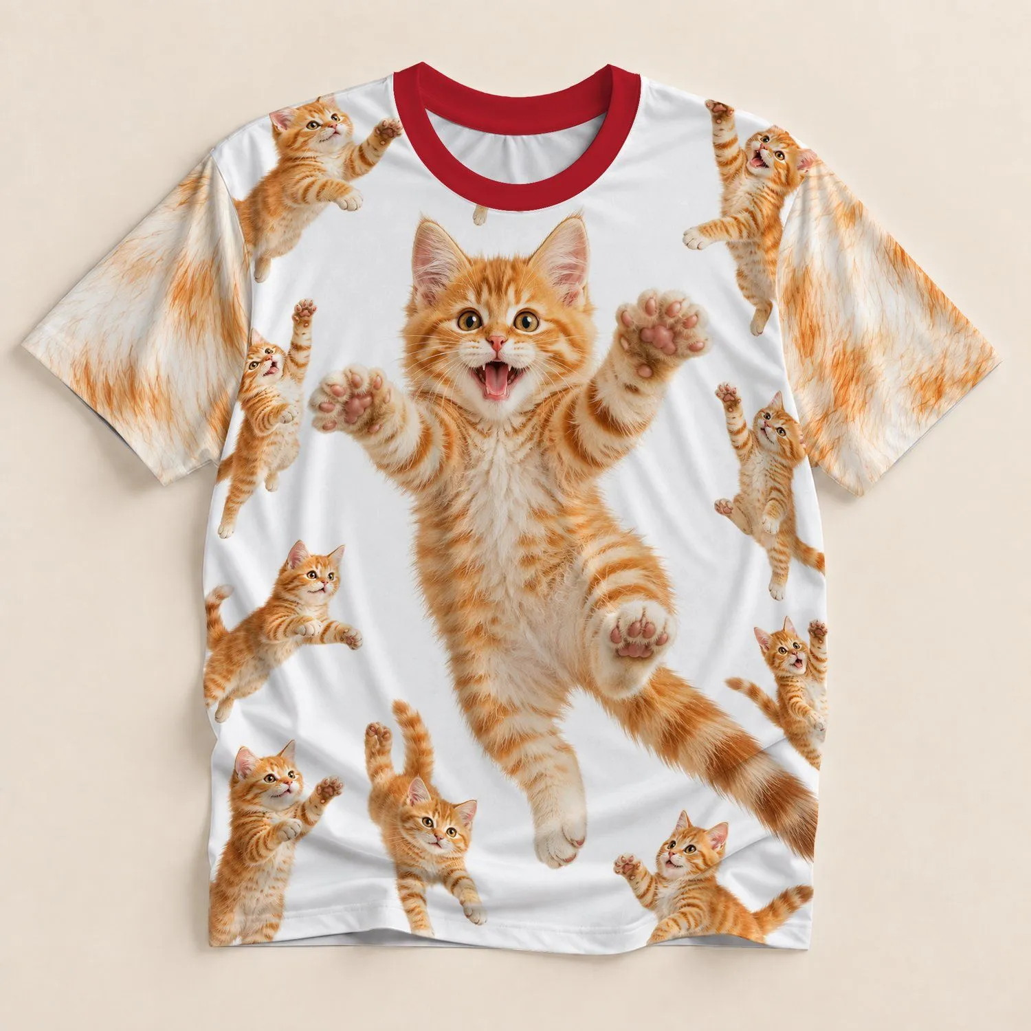 Leaping Orange Tabby Cats for Playful Everyday Style and Cat Lovers All-over Print Unisex T-shirt - 1