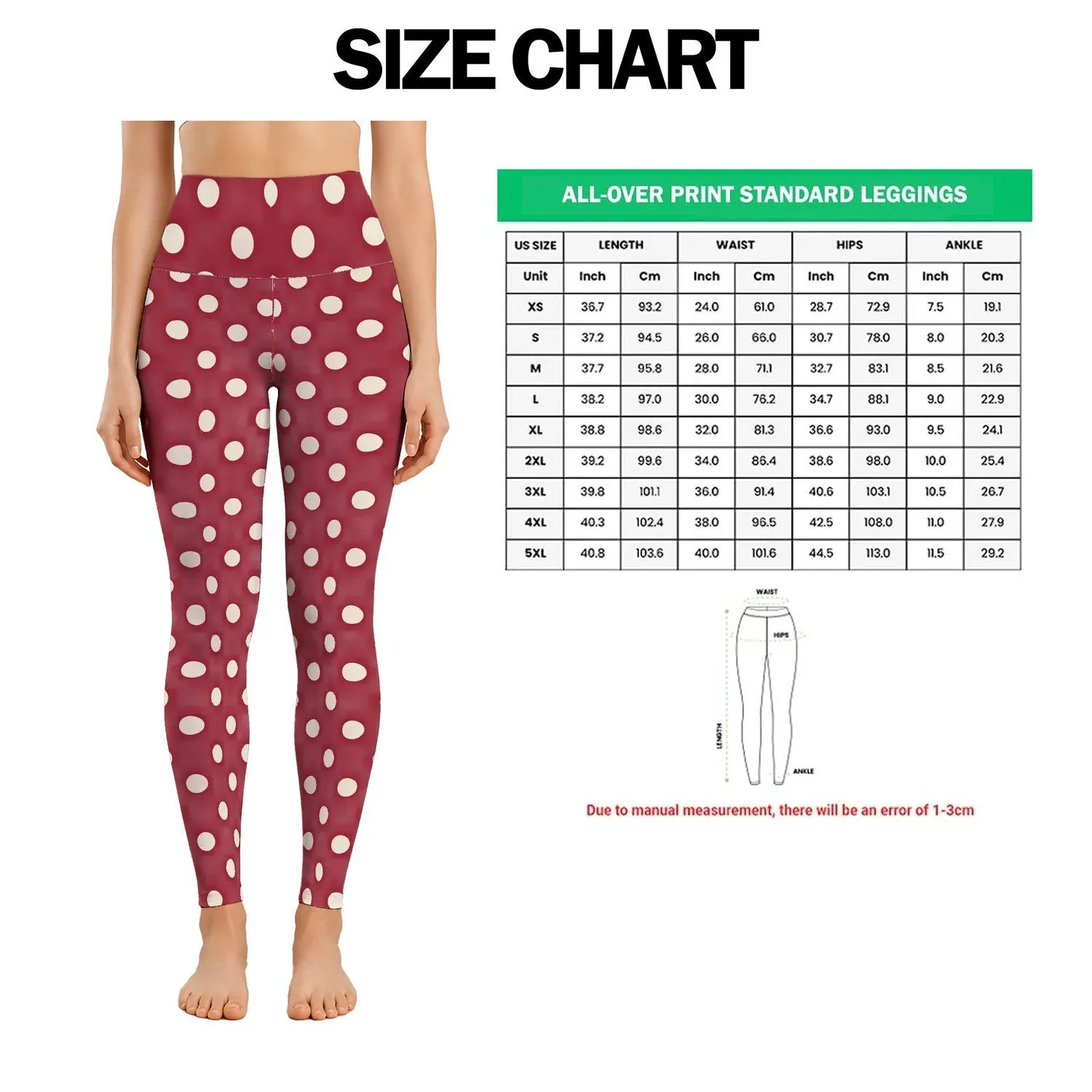 Burgundy And Ivory Polka Dots For Summer Yoga, Cycling And Weekend Fitness Style Leggings - 1