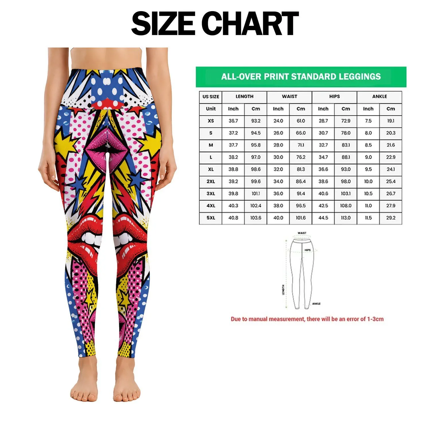 Comic Lip Pop Art Energy For Yoga Gym And Running Activewear Leggings - 1