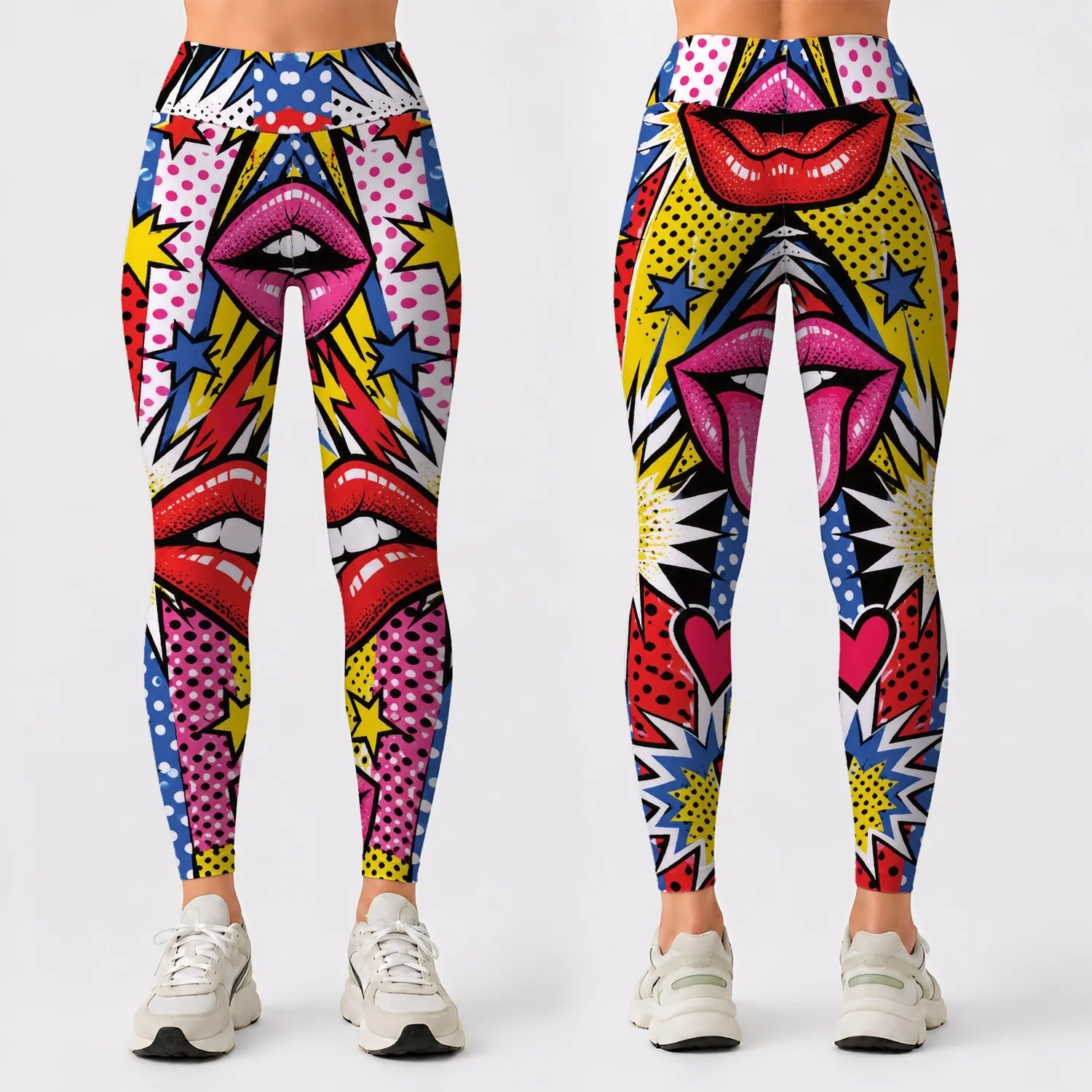 Comic Lip Pop Art Energy For Yoga Gym And Running Activewear Leggings - 1