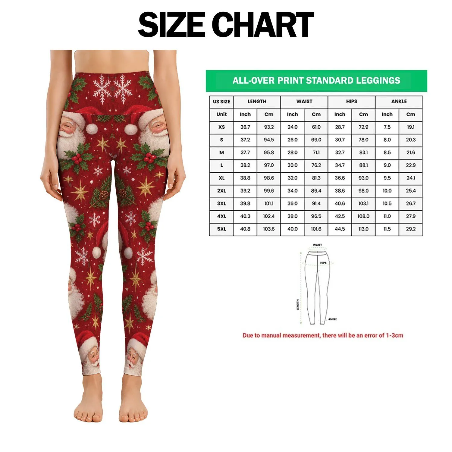 Vintage Santa Faces And Evergreen Sprigs For Cozy Christmas Holiday Celebrations Leggings - 1