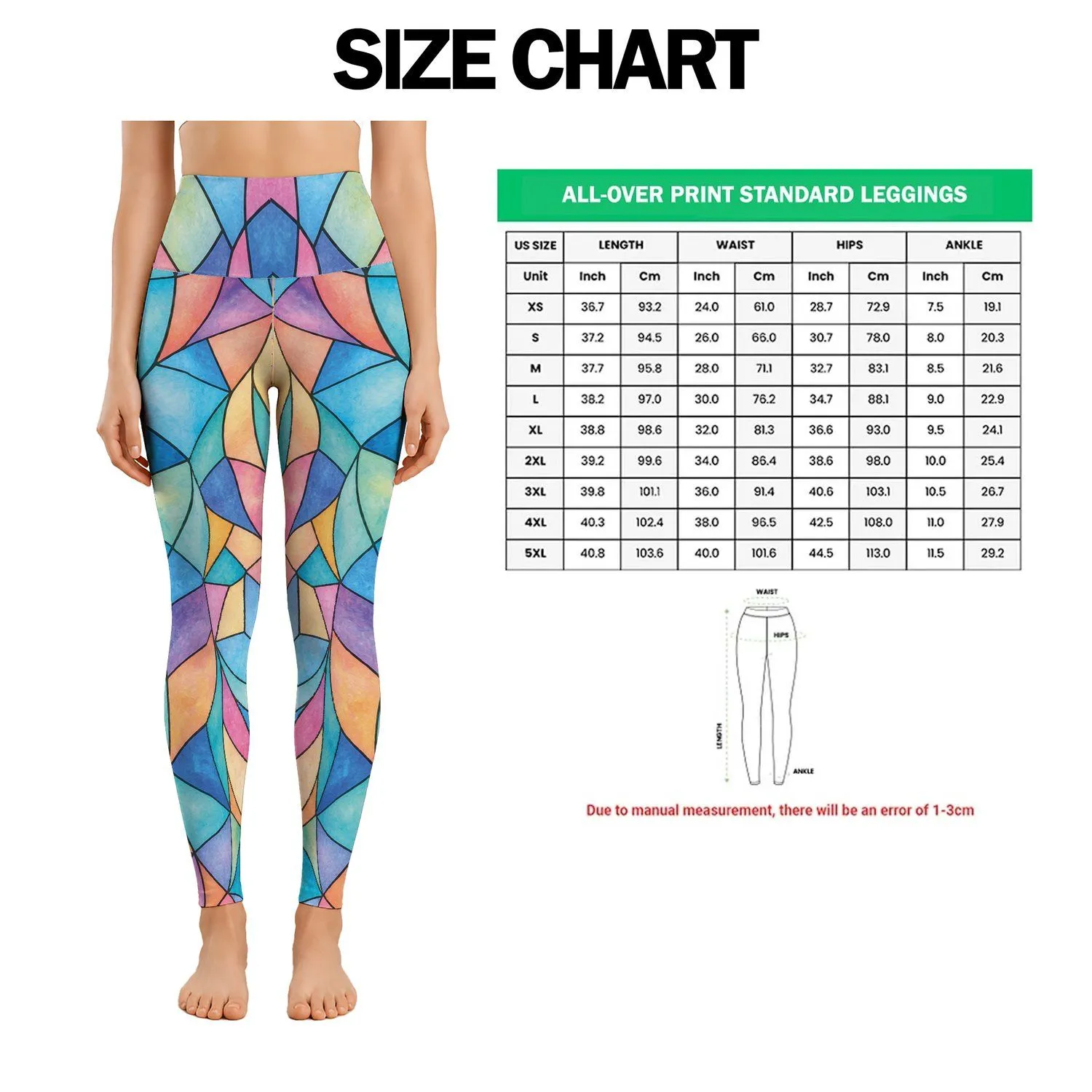 Pastel Stained Glass Mosaic for Colorful Everyday Lounge and Weekend Style Leggings - 1