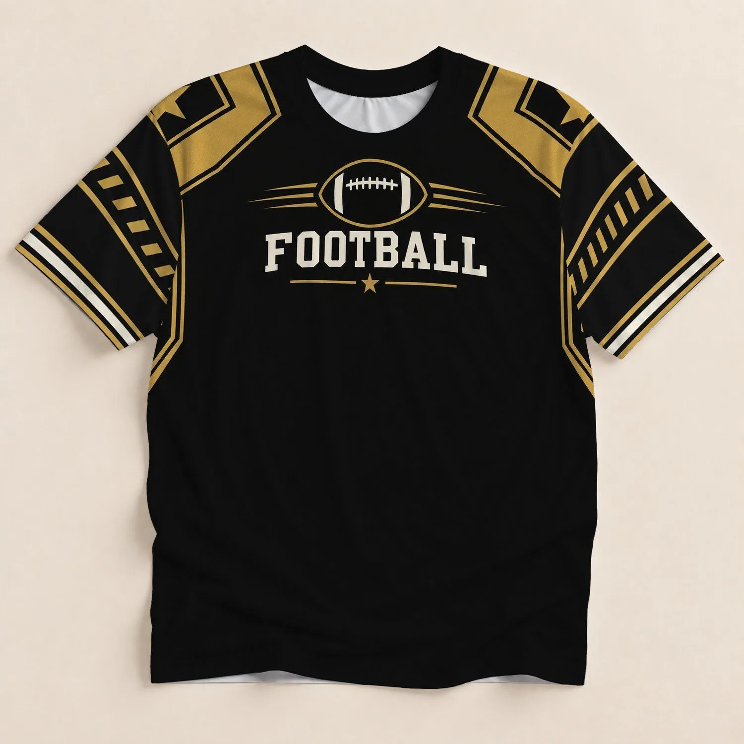 Black And Gold Football Uniform Style For Game Day And Casual Fan Wear All-over Print Unisex T-shirt - 1
