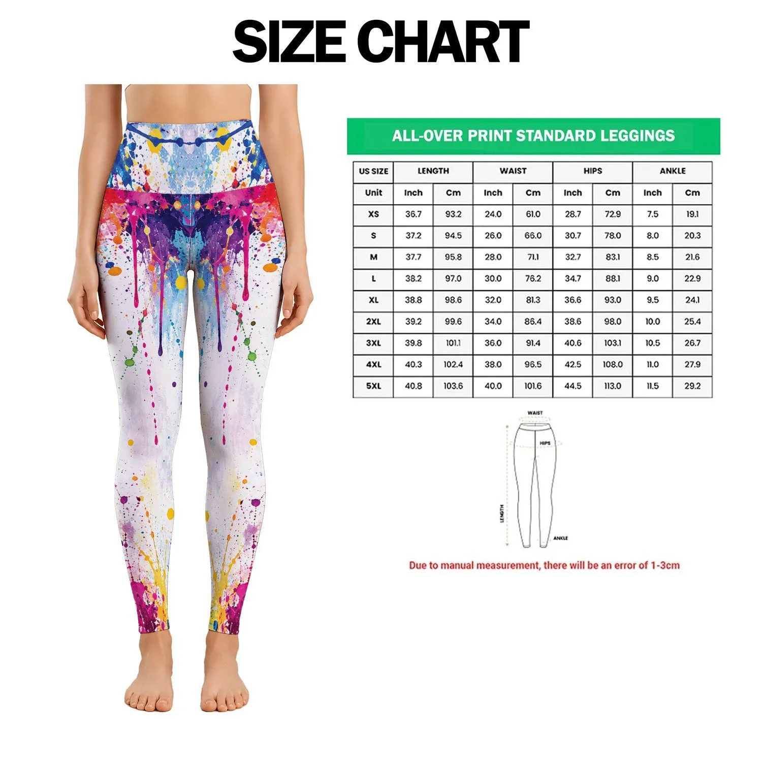 Vibrant Paint Splashes for Creative Casual Weekends and Colorful Everyday Style Leggings - 1