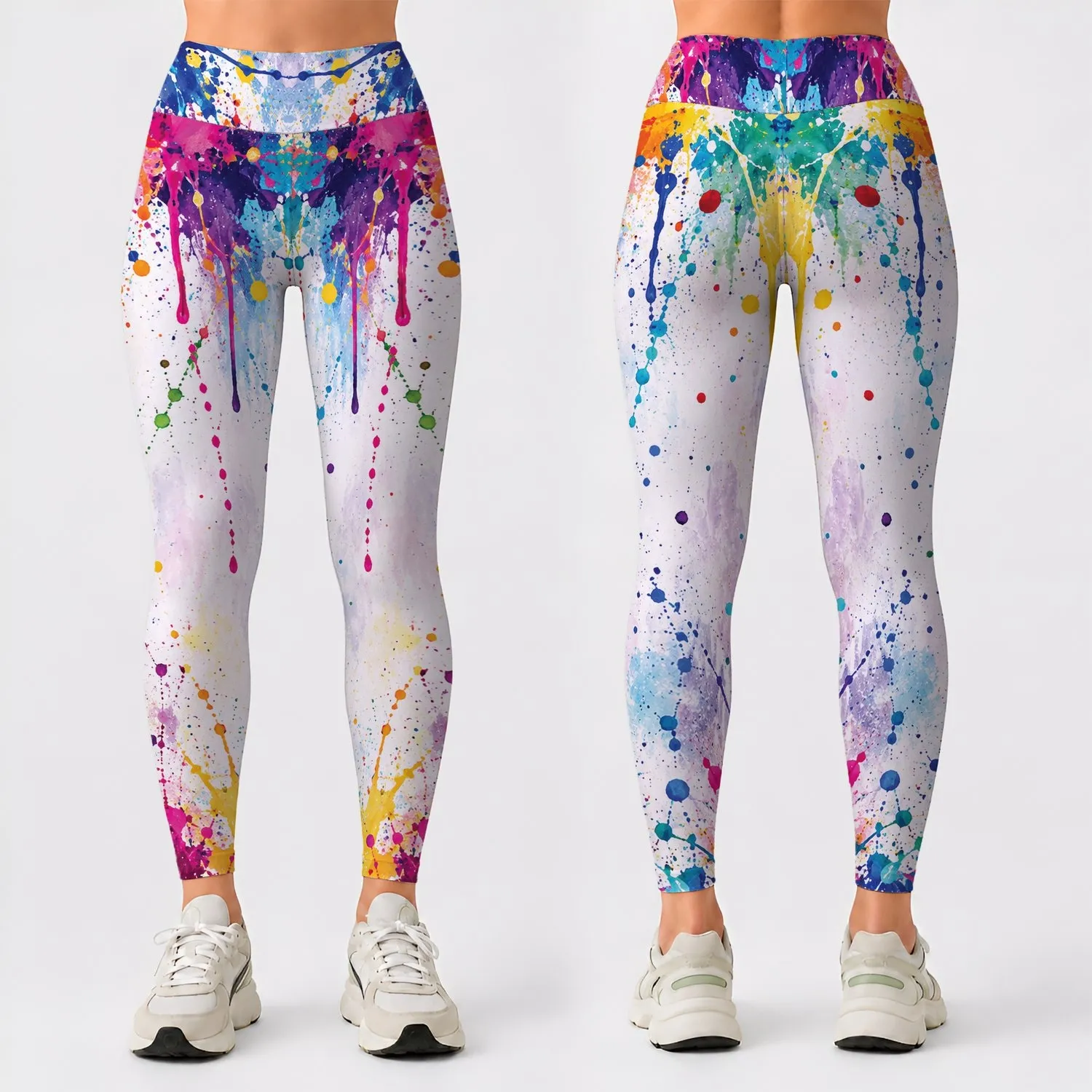 Vibrant Paint Splashes for Creative Casual Weekends and Colorful Everyday Style Leggings - 1