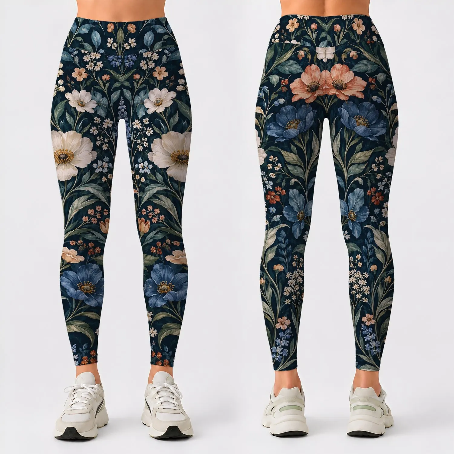 Moody Botanical Wildflowers for Coastal Escapes and Everyday Bohemian Style for Women Leggings - 1