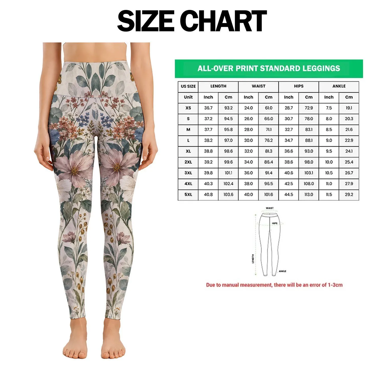 Muted Botanical Wildflowers for Relaxed Garden Strolls and Everyday Spring Outings Leggings - 1