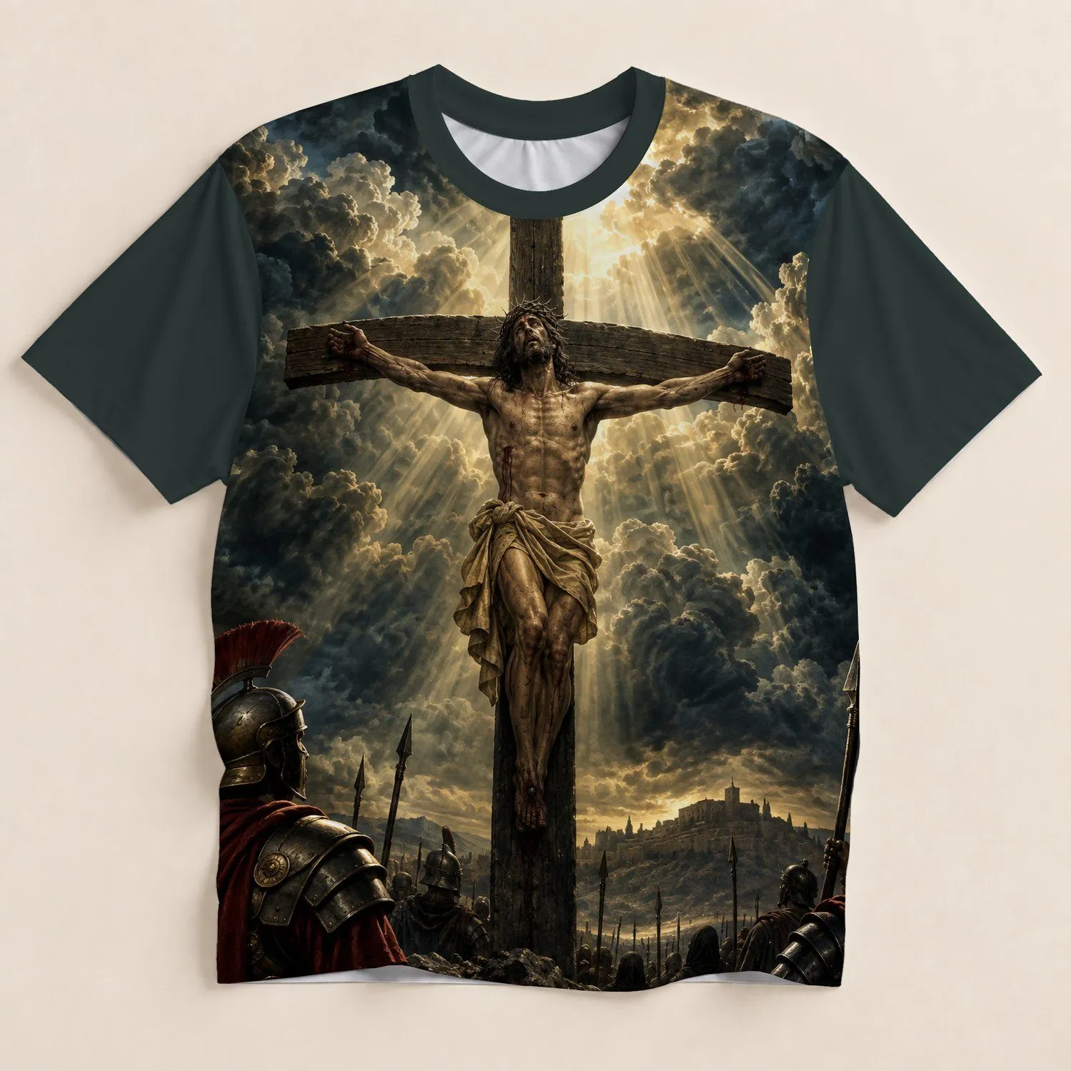Sacred Cross and Cloud Scene for Faithful Worship and Everyday Christian Devotion All-over Print Unisex T-shirt - 1