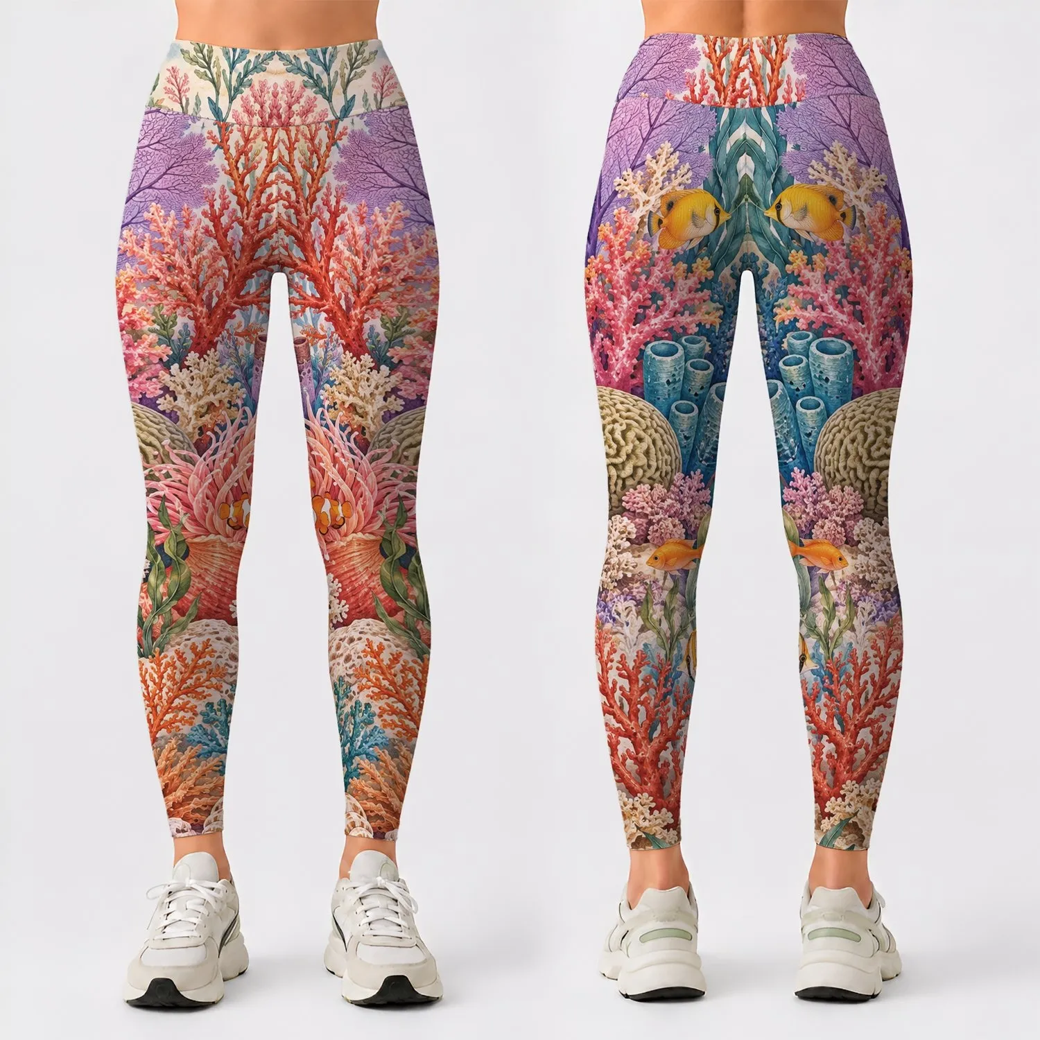 Colorful Coral Reef Fish And Sea Plants For Coastal Escapes And Ocean Loving Women Leggings - 1