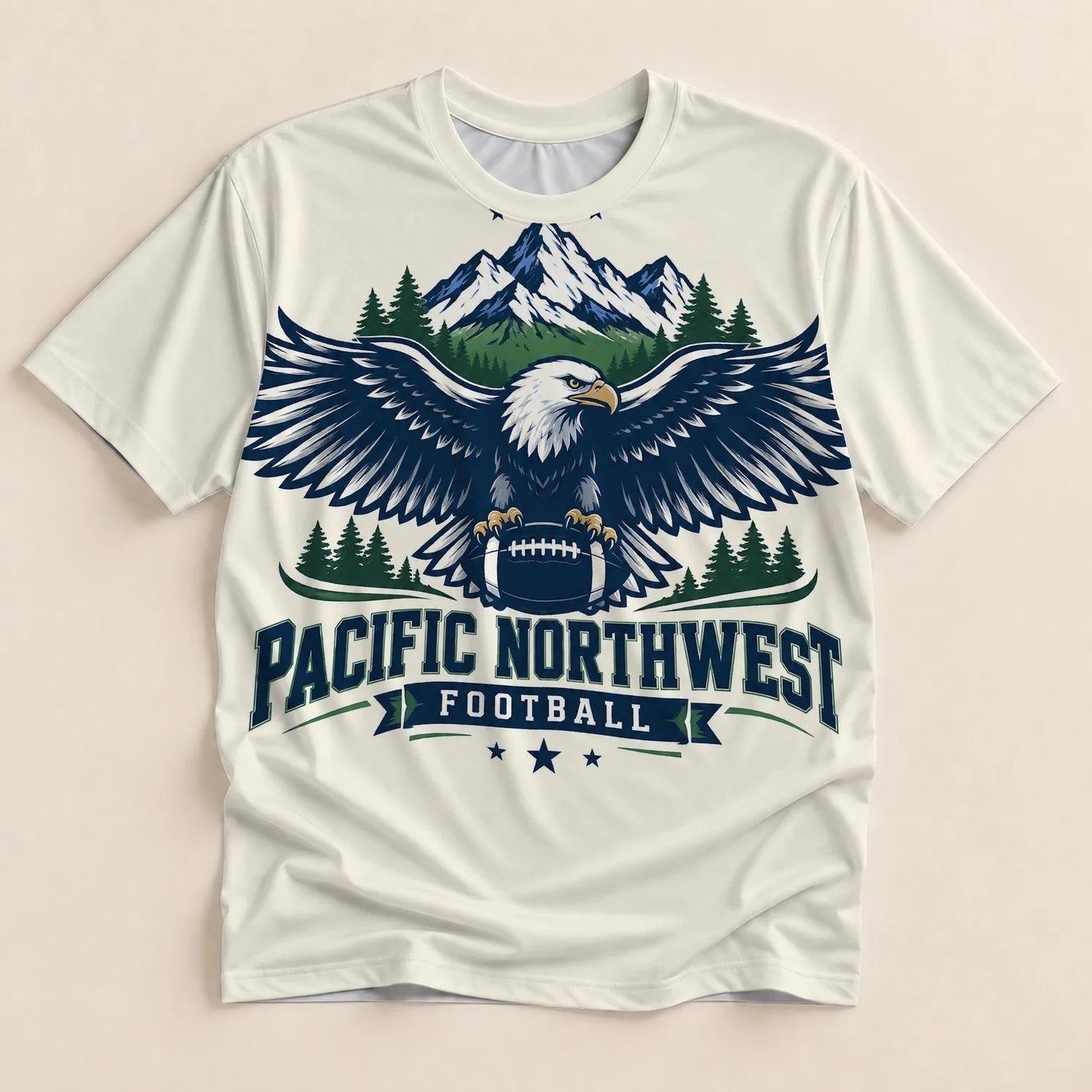 Mountain Eagle Football Crest for Pacific Northwest Game Day and Outdoor Adventure All-over Print Unisex T-shirt - 1