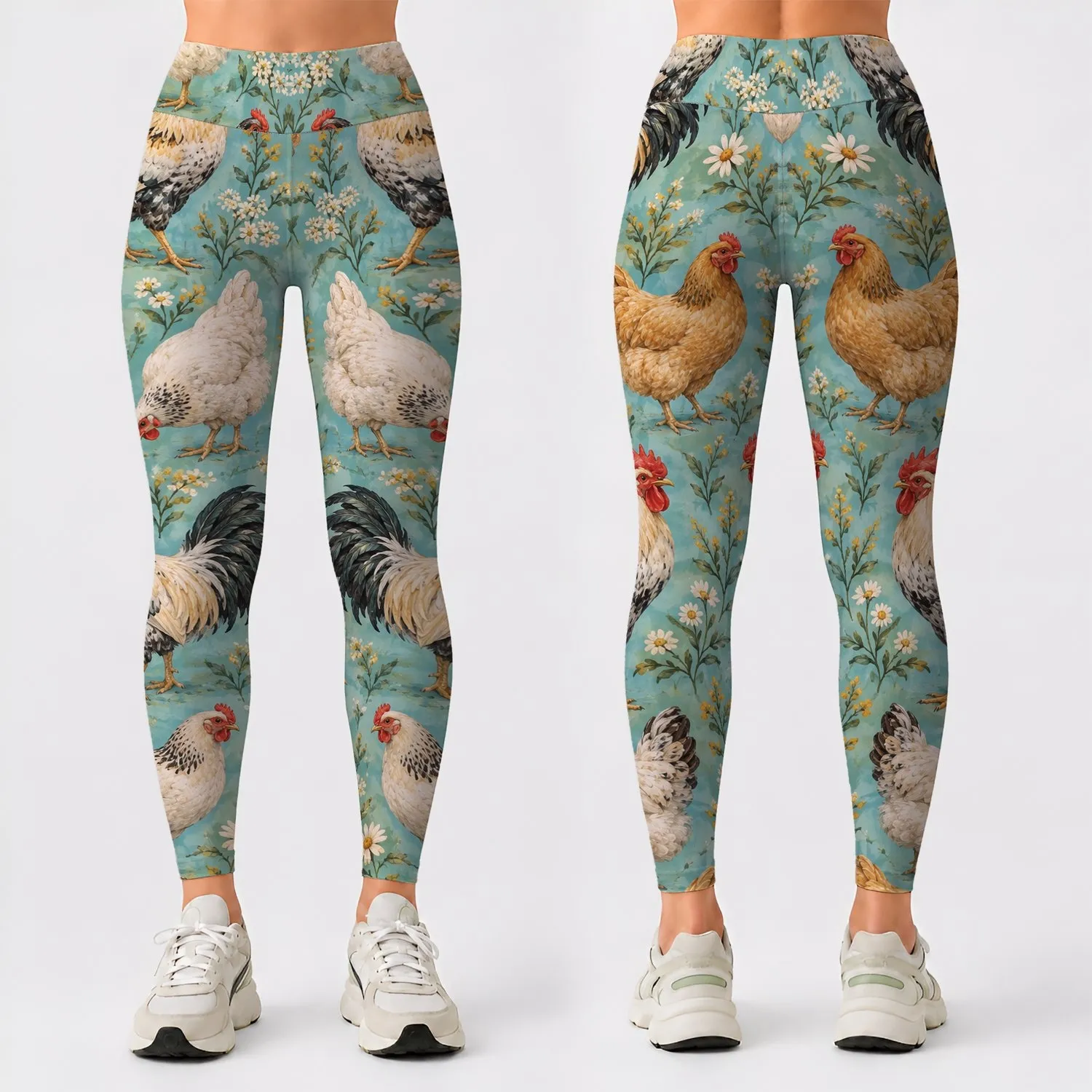 Whimsical Farmyard Roosters for Relaxed Weekend Outings and Easy Cottagecore Style Leggings - 1