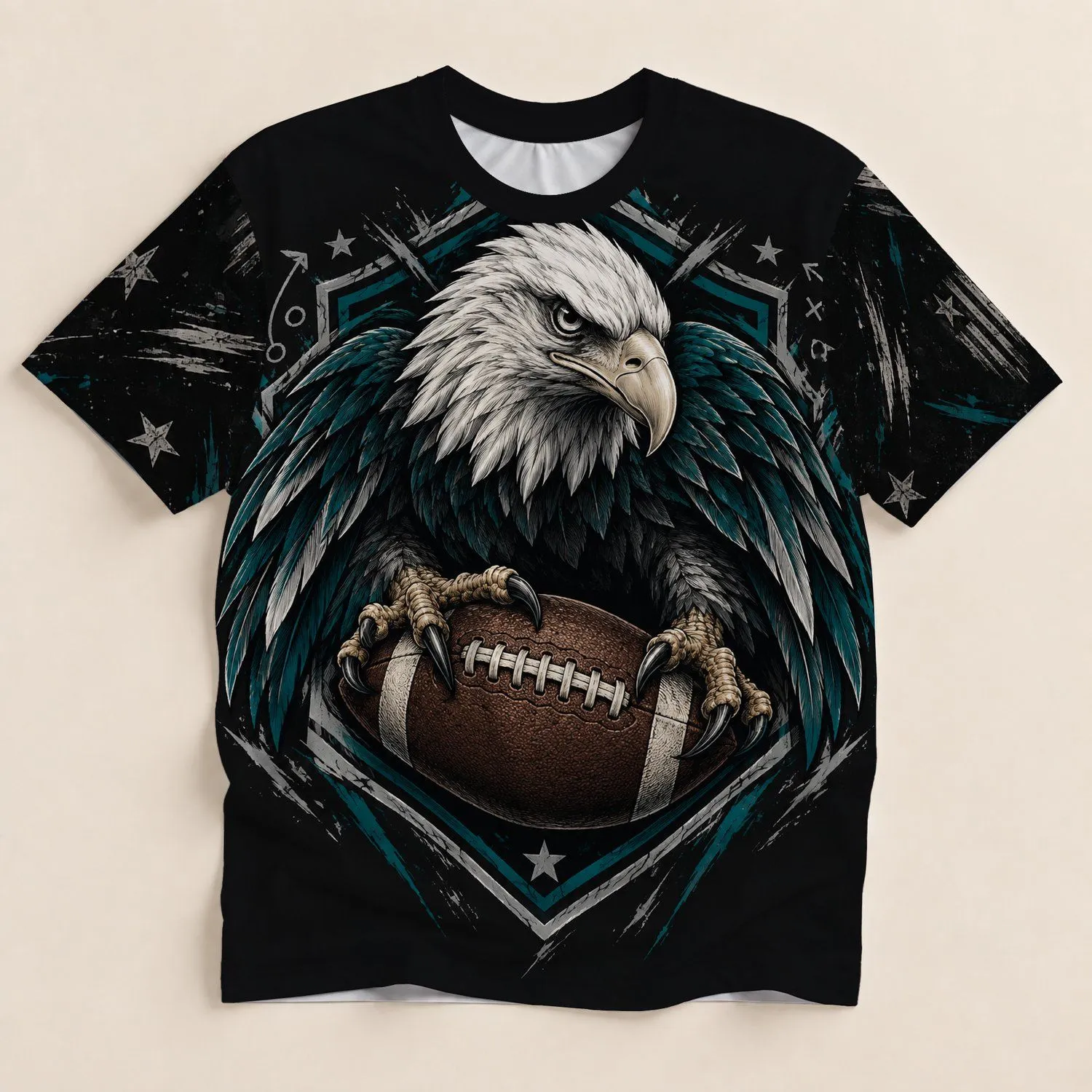 Eagle Gripping Football Crest for Game Day Fans and American Football Lovers All-over Print Unisex T-shirt - 1