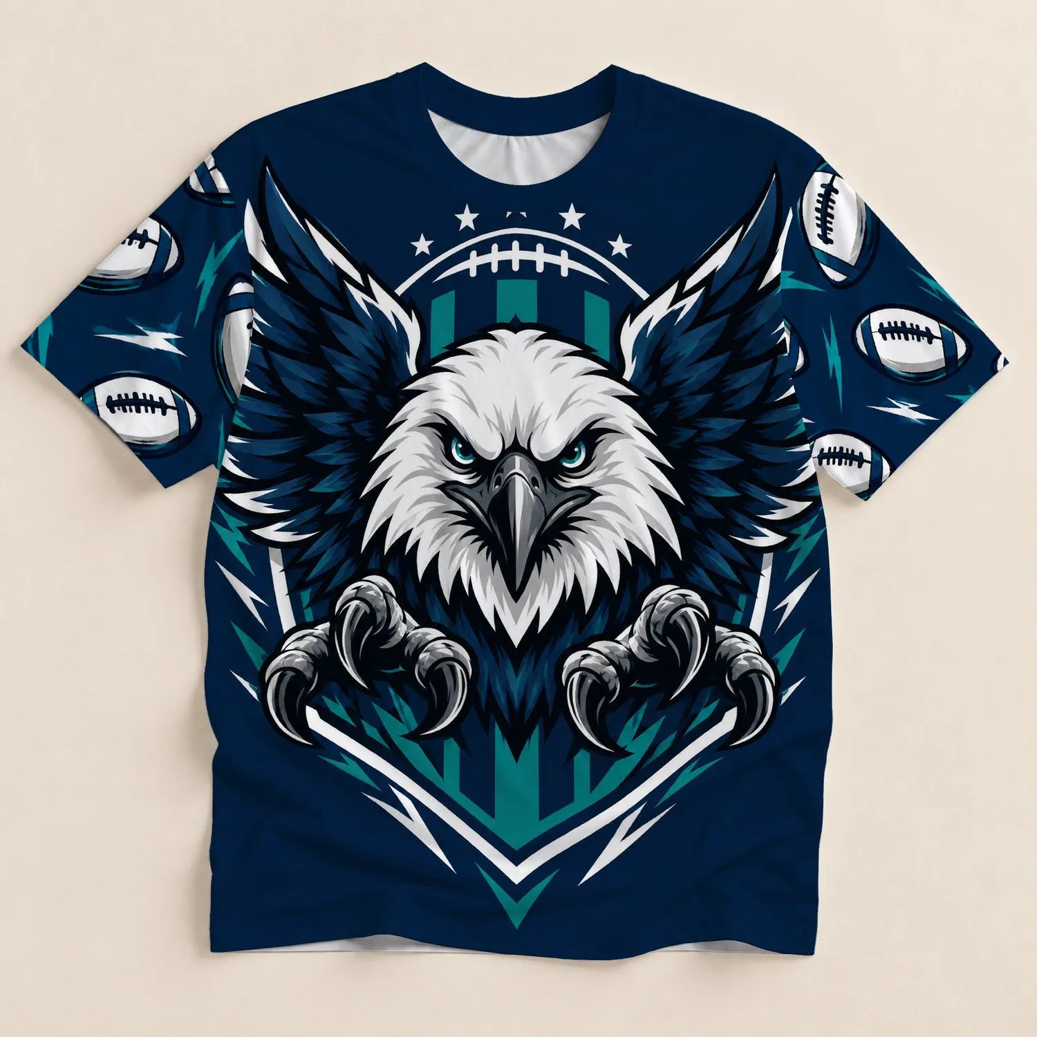 Fierce Eagle Football Spirit for Game Day Tailgates and Weekend Fan Gatherings All-over Print Unisex T-shirt - 1