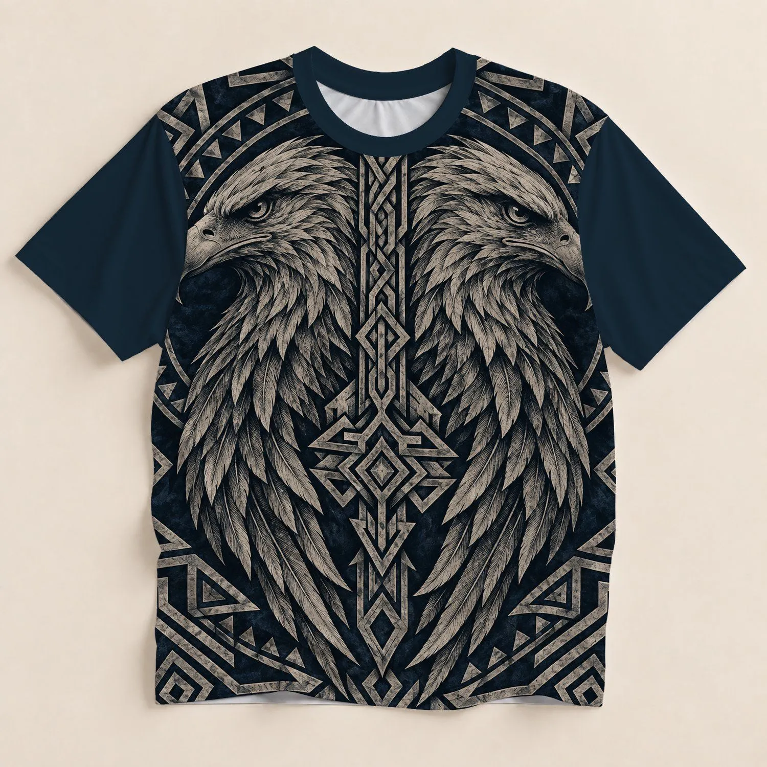 Twin Eagle Knotwork for Rugged Mountain Adventures and Outdoor Weekends All-over Print Unisex T-shirt - 1