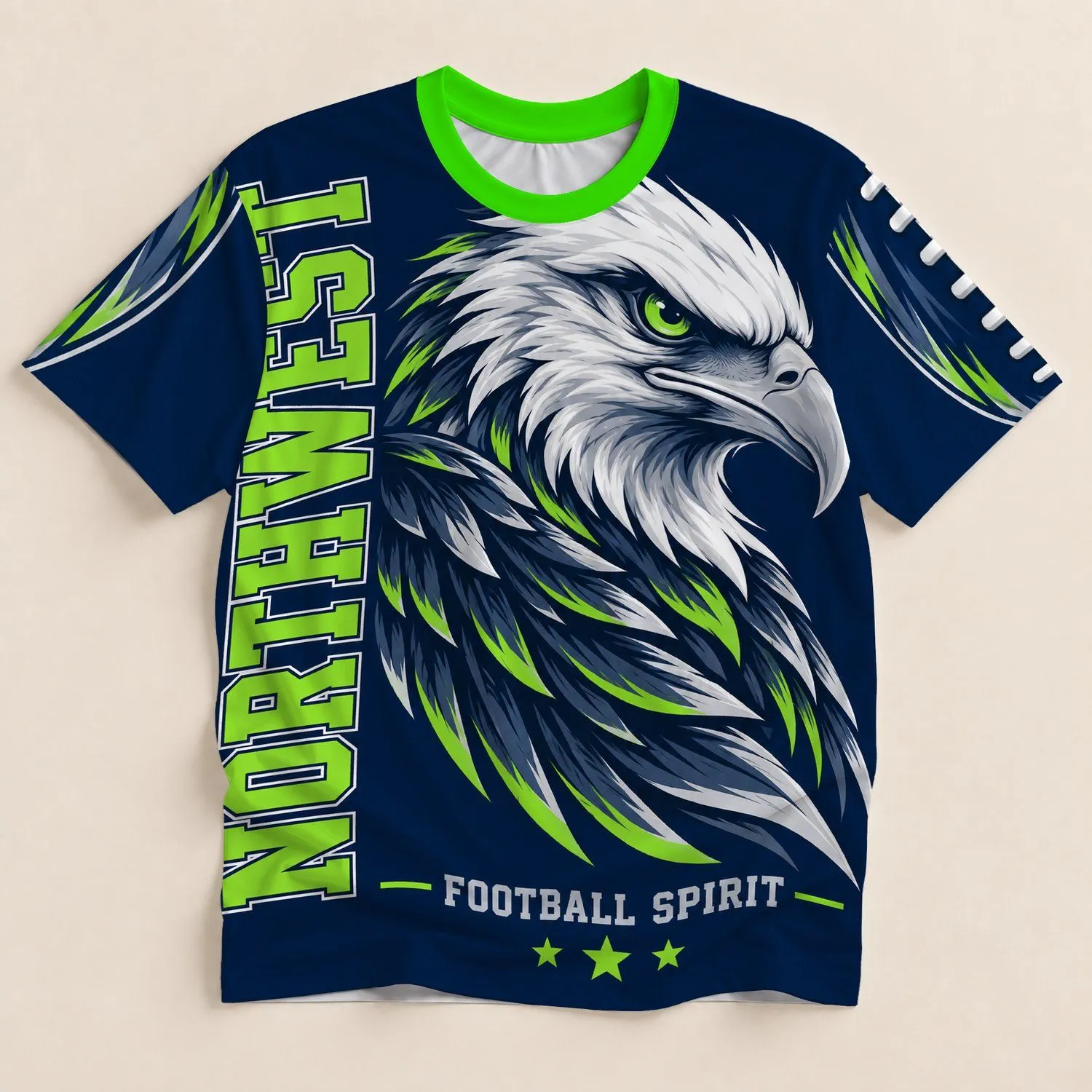 Fierce Eagle and Football Spirit for Game Day and Training Fans All-over Print Unisex T-shirt - 1