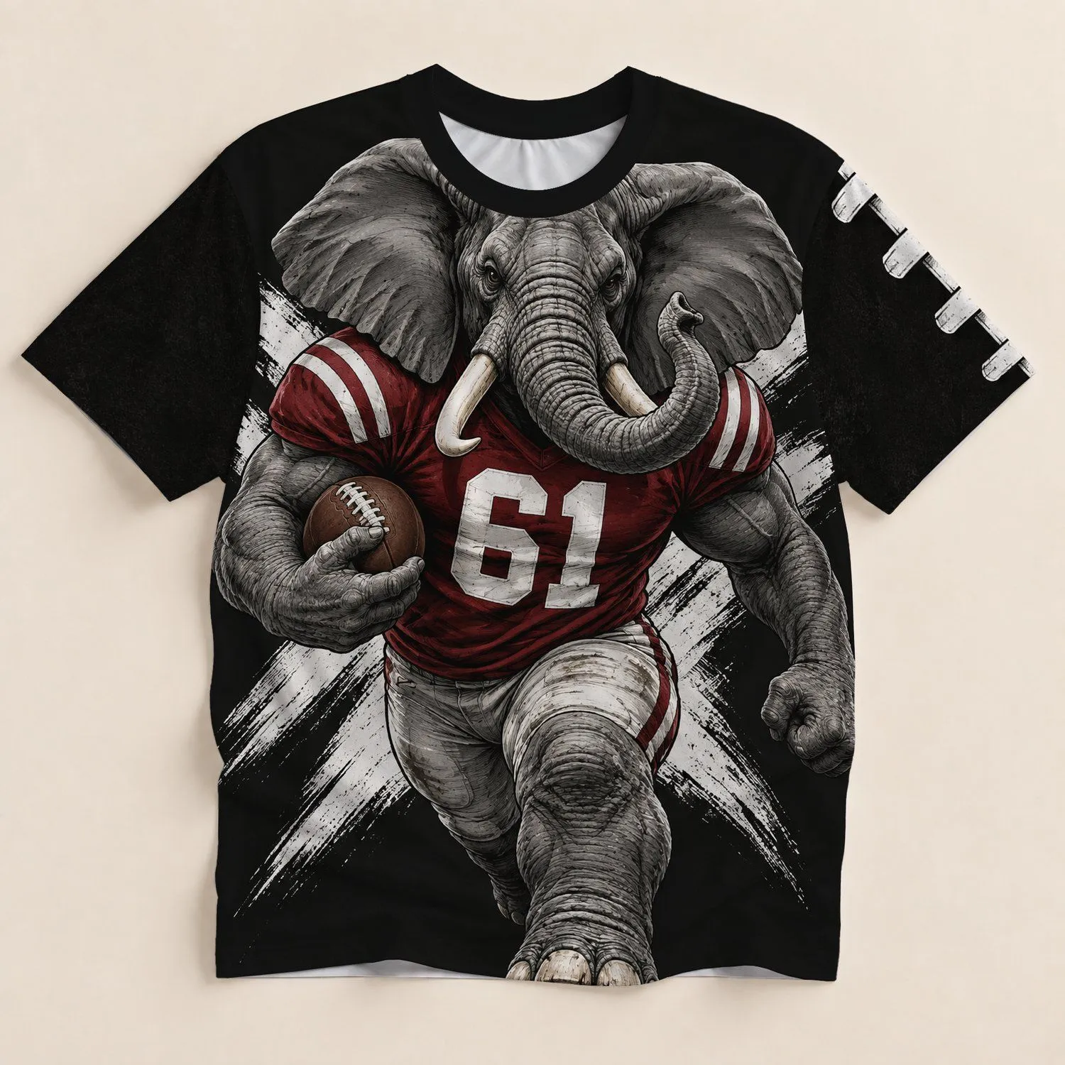 Charging Elephant Football Mascot for Game Day and Football Fans of All Ages All-over Print Unisex T-shirt - 1