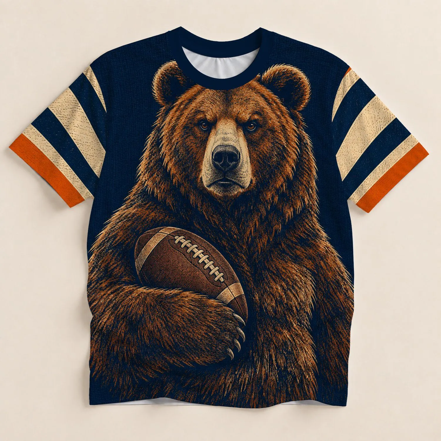 Vintage Bear Football Art for Game Day, Tailgating and Classic Sports Fans All-over Print Unisex T-shirt - 1
