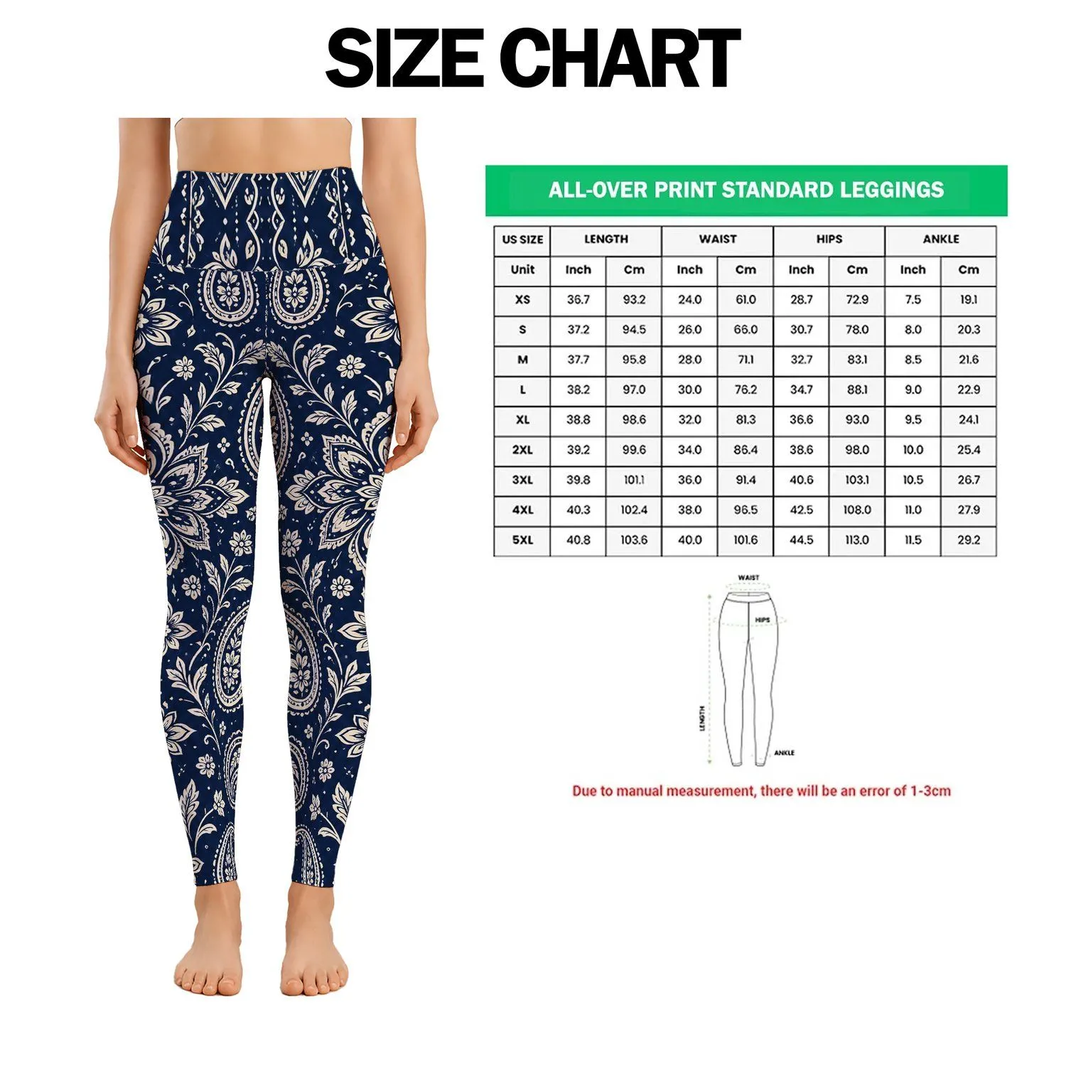 Navy Paisley and Medallion Motifs for Relaxed Weekend Style and Everyday Wear Leggings - 1