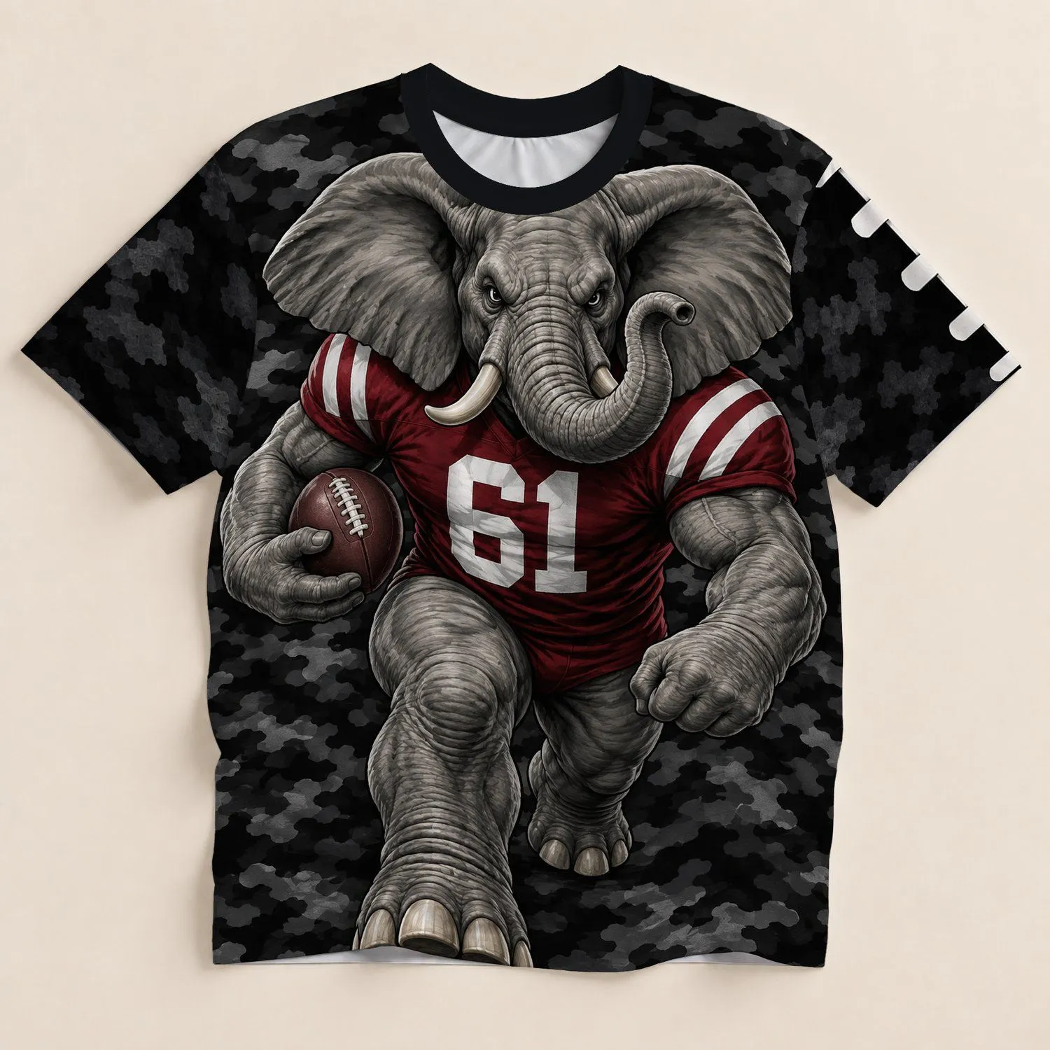 Elephant Football Mascot for Game Day Fans and Football Season Supporters All-over Print Unisex T-shirt - 1