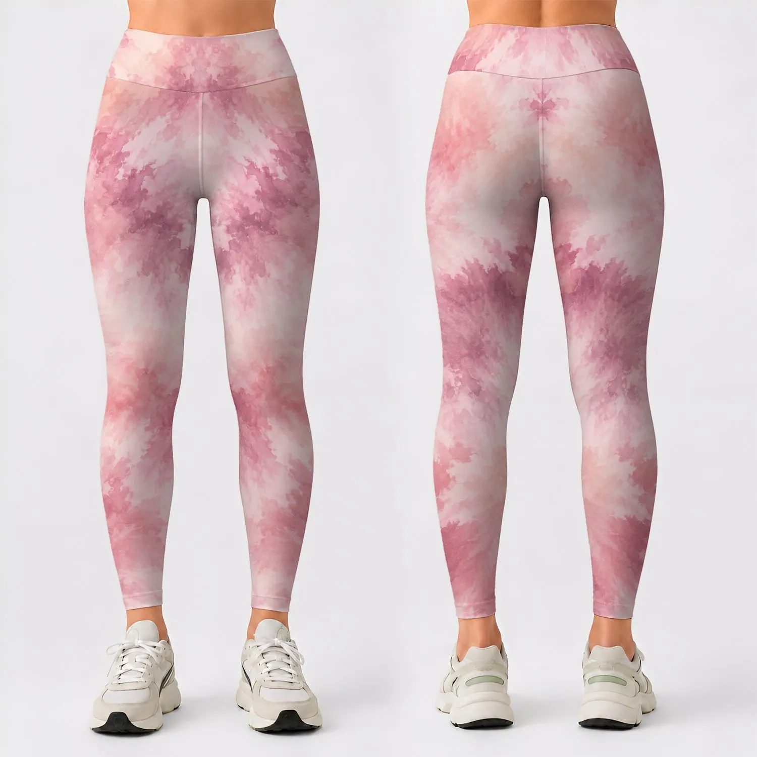 Blush Rose Tie-Dye Wash for Relaxed Weekend Lounging and Everyday Style for Women Leggings - 1