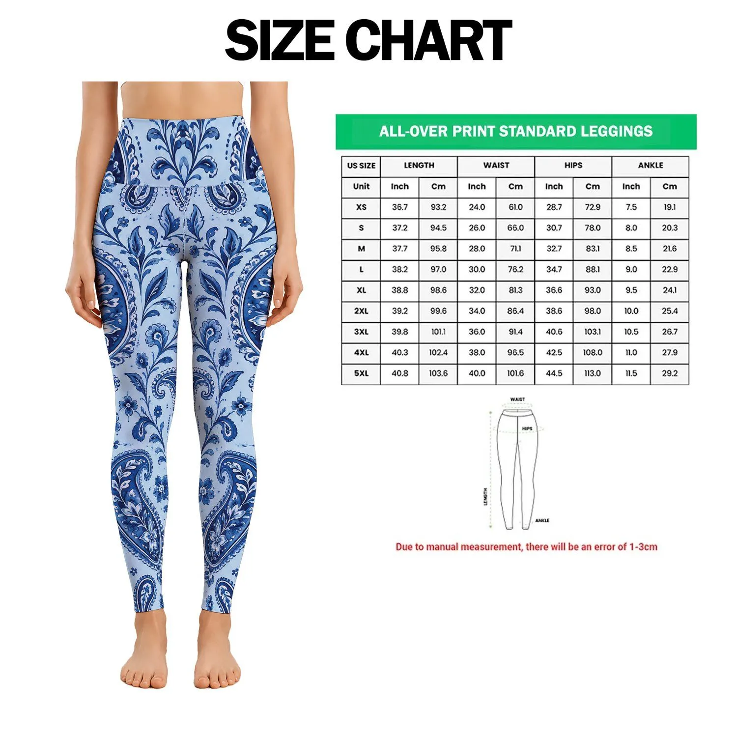 Blue Paisley Motifs for Relaxed Weekend Outings and Easy Everyday Style for Women Leggings - 1