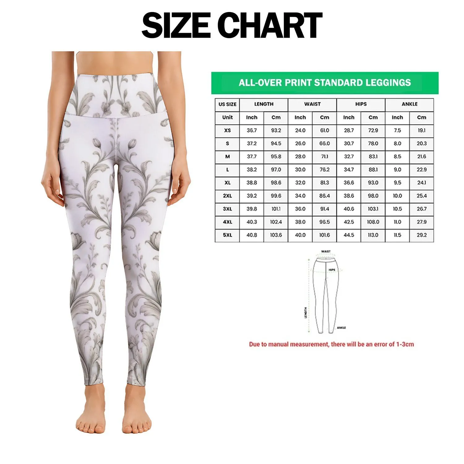 Ivory Baroque Scroll Florals for Elegant Evening Outfits and Refined Everyday Style Leggings - 1