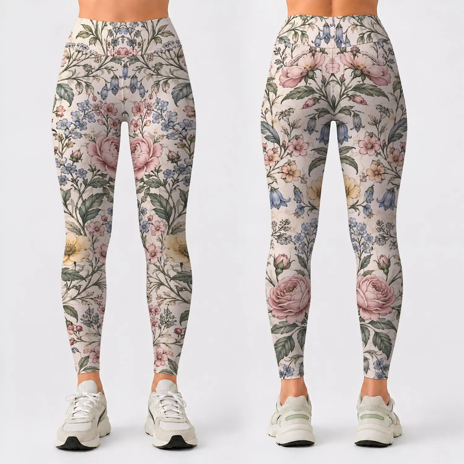 Pastel Botanical Blooms for Spring Garden Strolls and Weekend Getaways for Women Leggings - 1