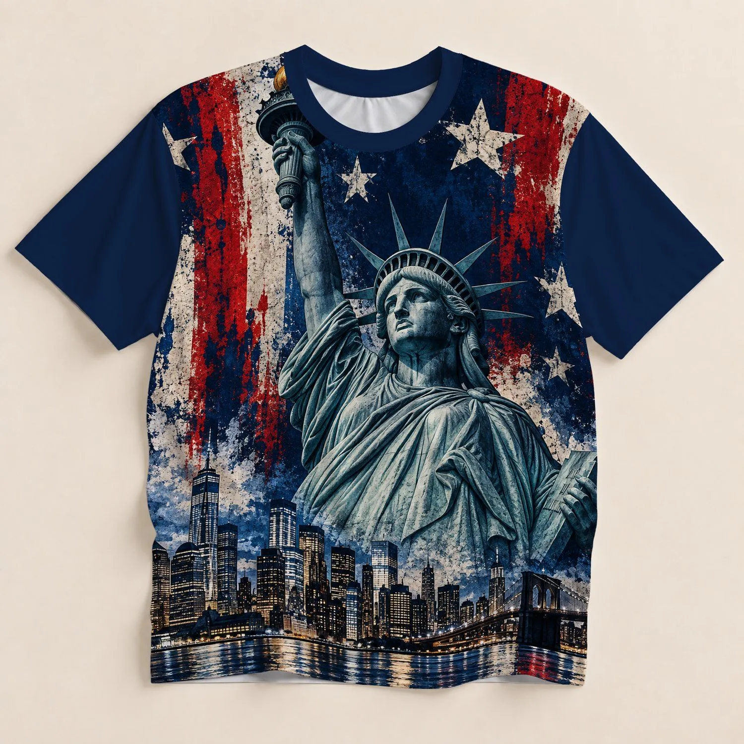 Puerto Rico Statue of Liberty Skyline for Island Pride Festivals, Travel and Leisure All-over Print Unisex T-shirt - 1