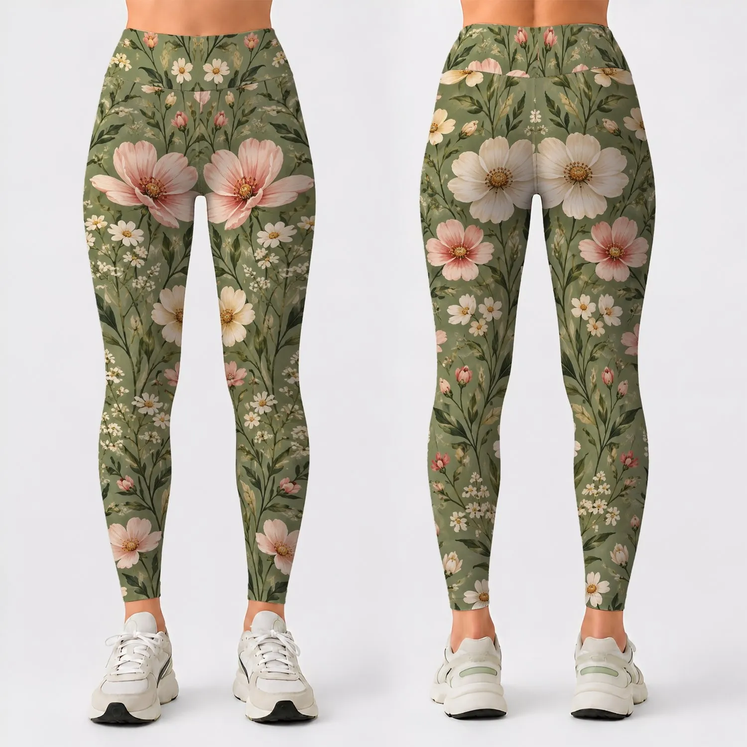 Matcha Wildflower Blooms for Summer Garden Strolls and Relaxed Getaways Leggings - 1