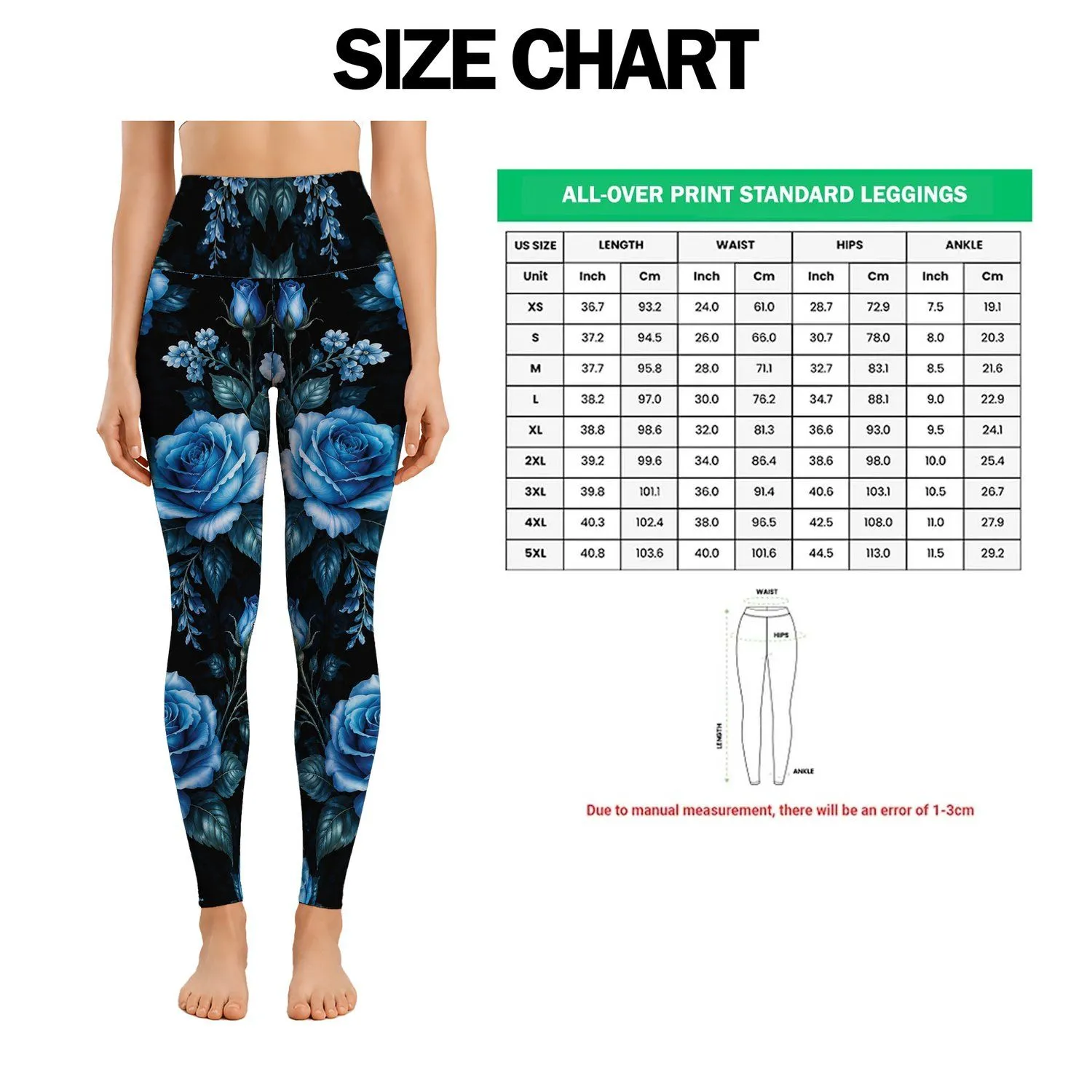 Blue Rose Botanicals for Everyday Casual Outings and Relaxed Weekend Style for Her Leggings - 1