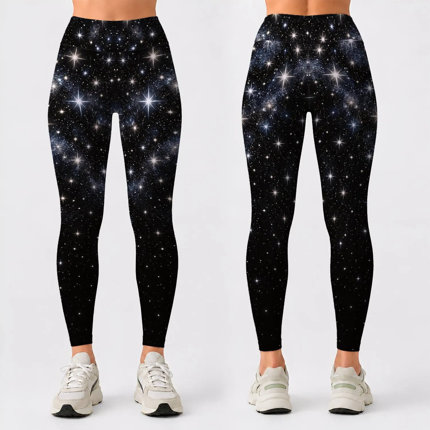 Silver Starry Night Fade for Casual Everyday Outings and Relaxed Weekend Wear Style Leggings - 1