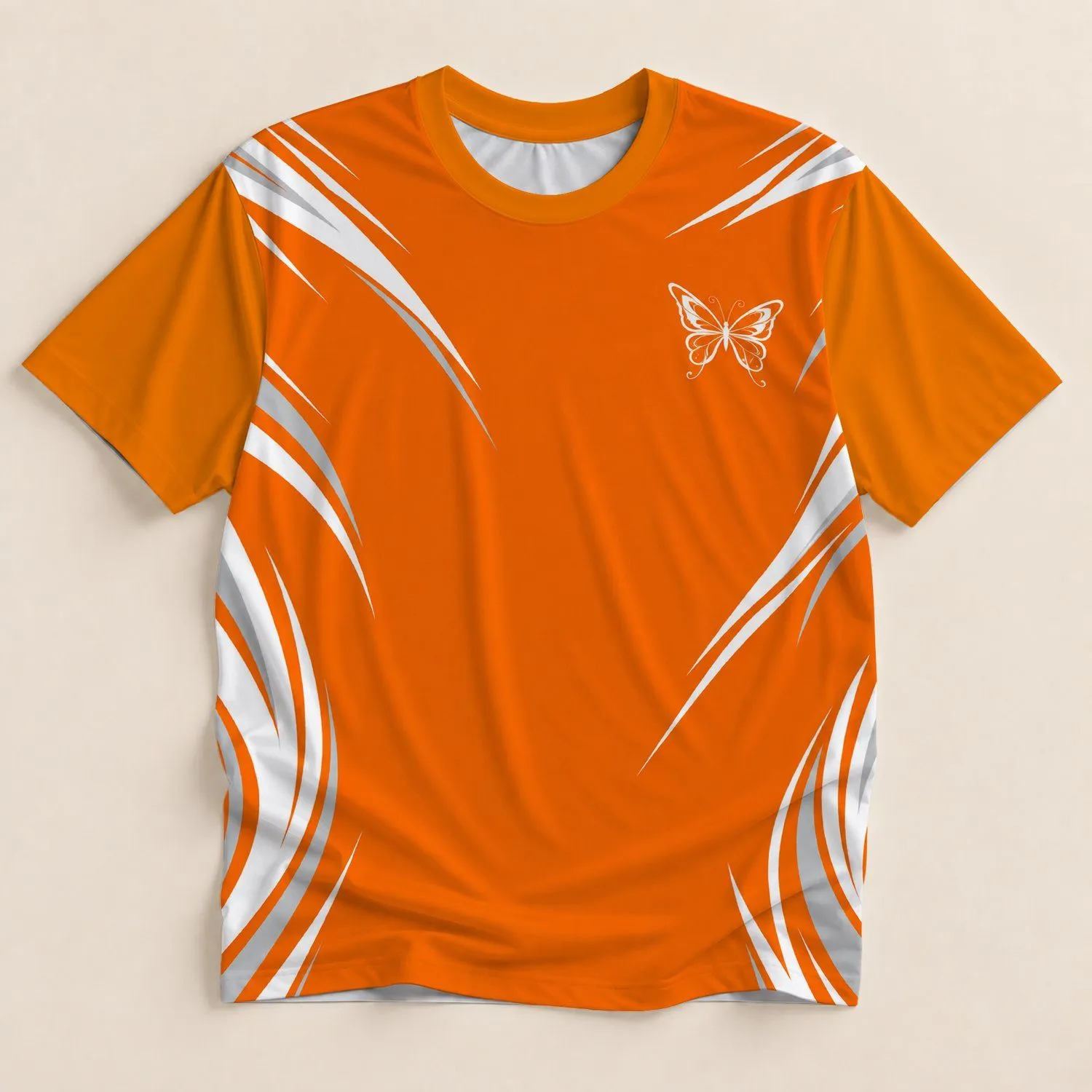 Orange Butterfly And Sweeping Stripes For Southern Game Day Style All-over Print Unisex T-shirt - 1