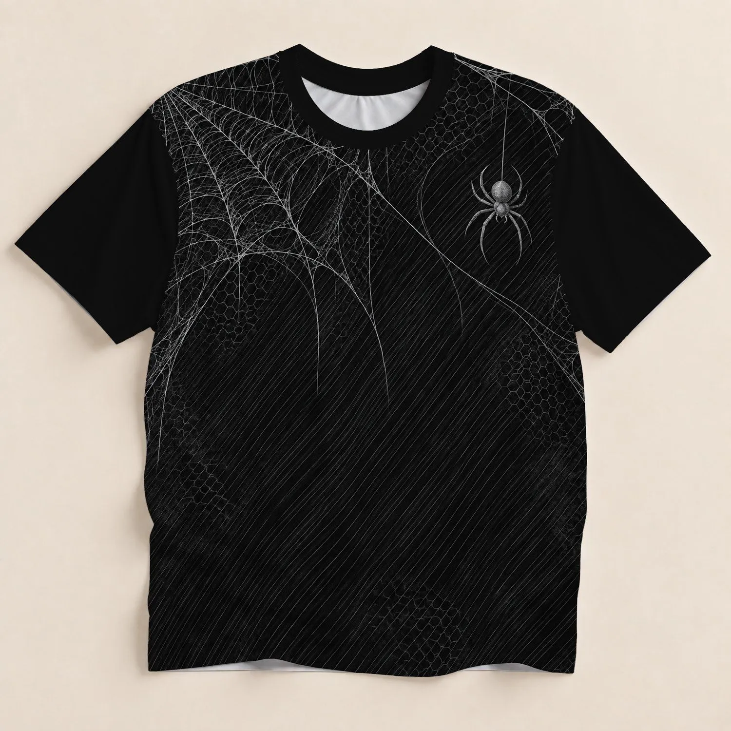 Silver Spider Web Gothic Style for Halloween Parties and Dark Everyday Wear All-over Print Unisex T-shirt - 1