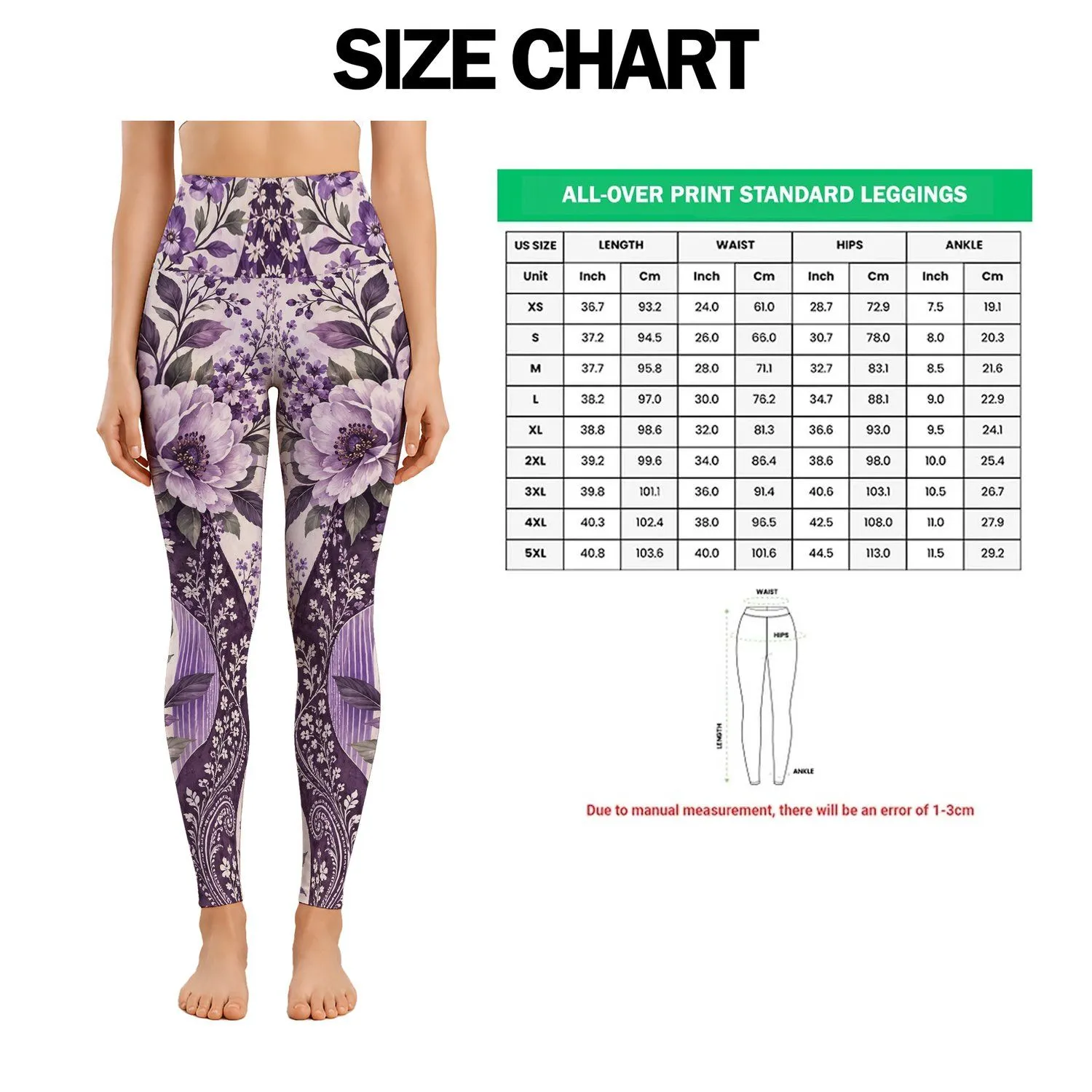 Purple Lavender Floral Paisley for Relaxed Everyday Style and Weekend Wear Leggings - 1