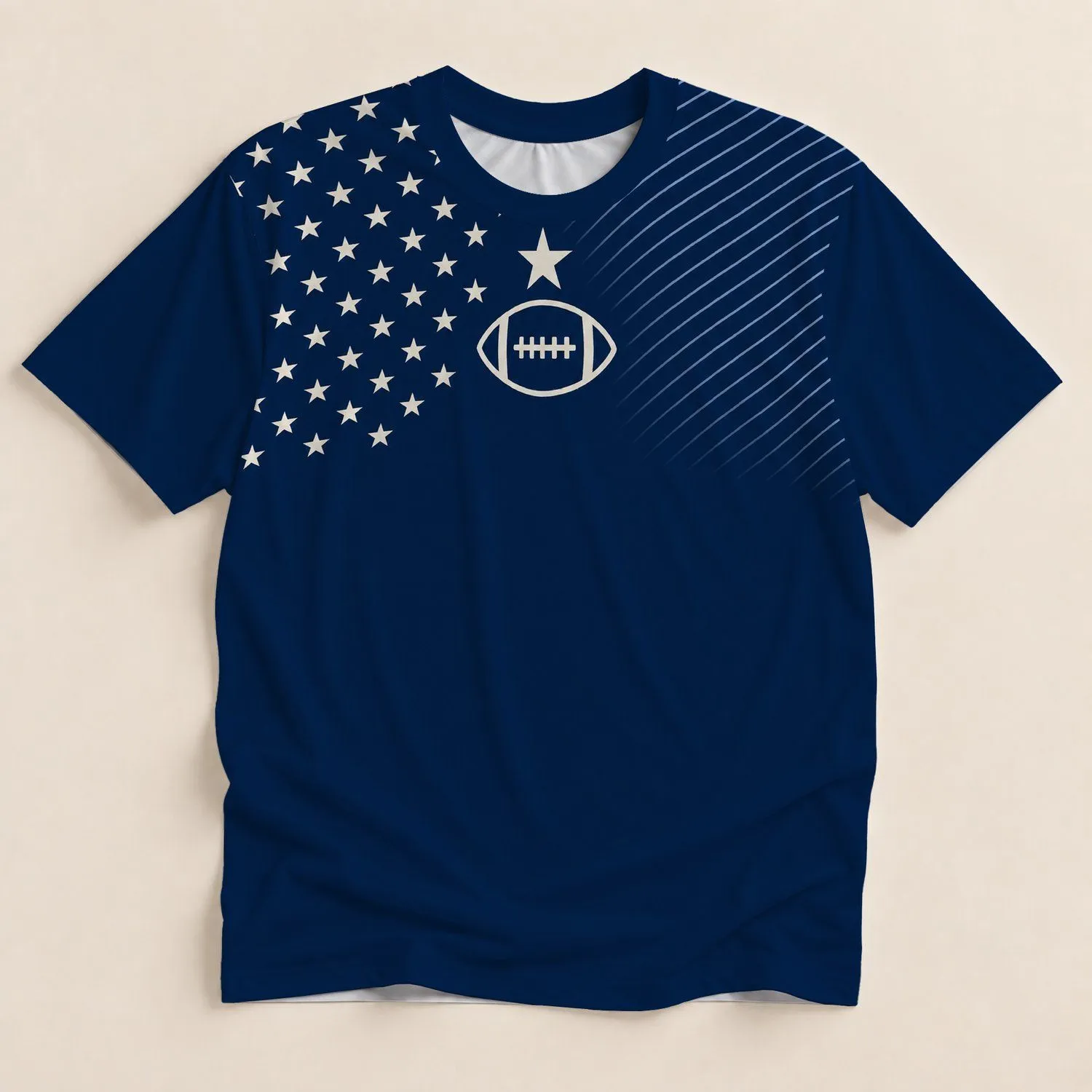 Navy Football Star and Laces for Game Day, Tailgating, and Casual Fan Wear All-over Print Unisex T-shirt - 1