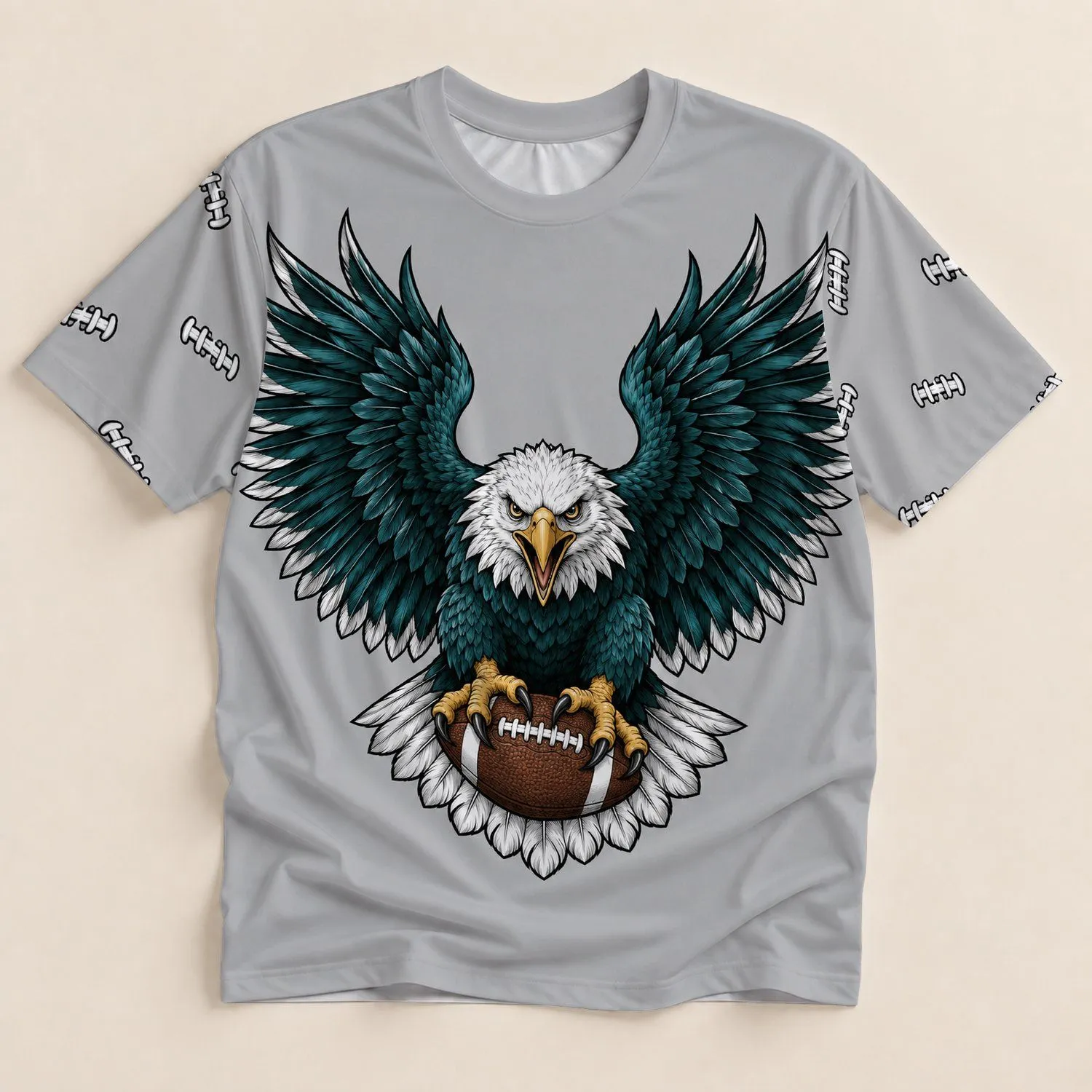 Bald Eagle Football Fan Spirit for Game Day Gatherings and Weekend Watch Parties All-over Print Unisex T-shirt - 1