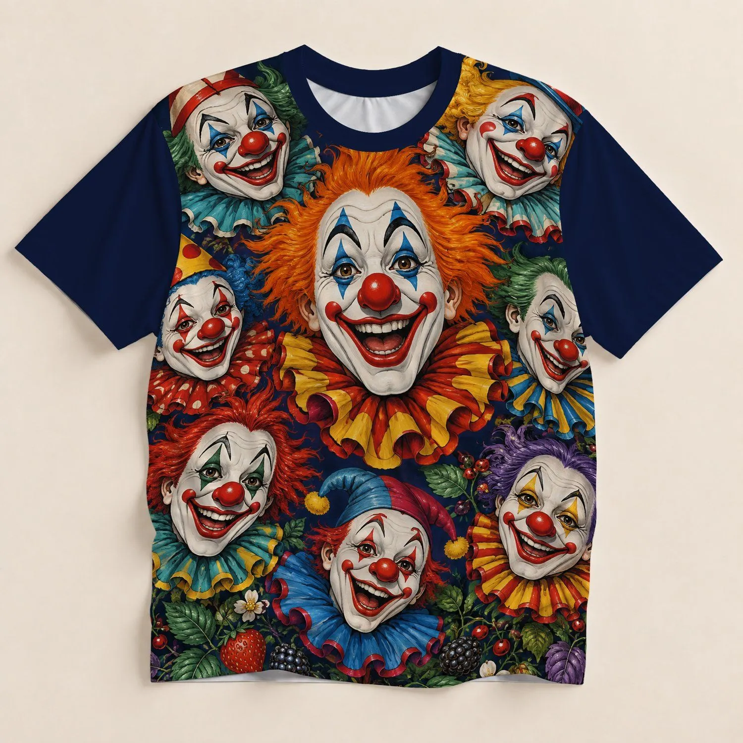 Colorful Clown Faces for Carnival Nights and Playful Streetwear for Bold Style Fans All-over Print Unisex T-shirt - 1