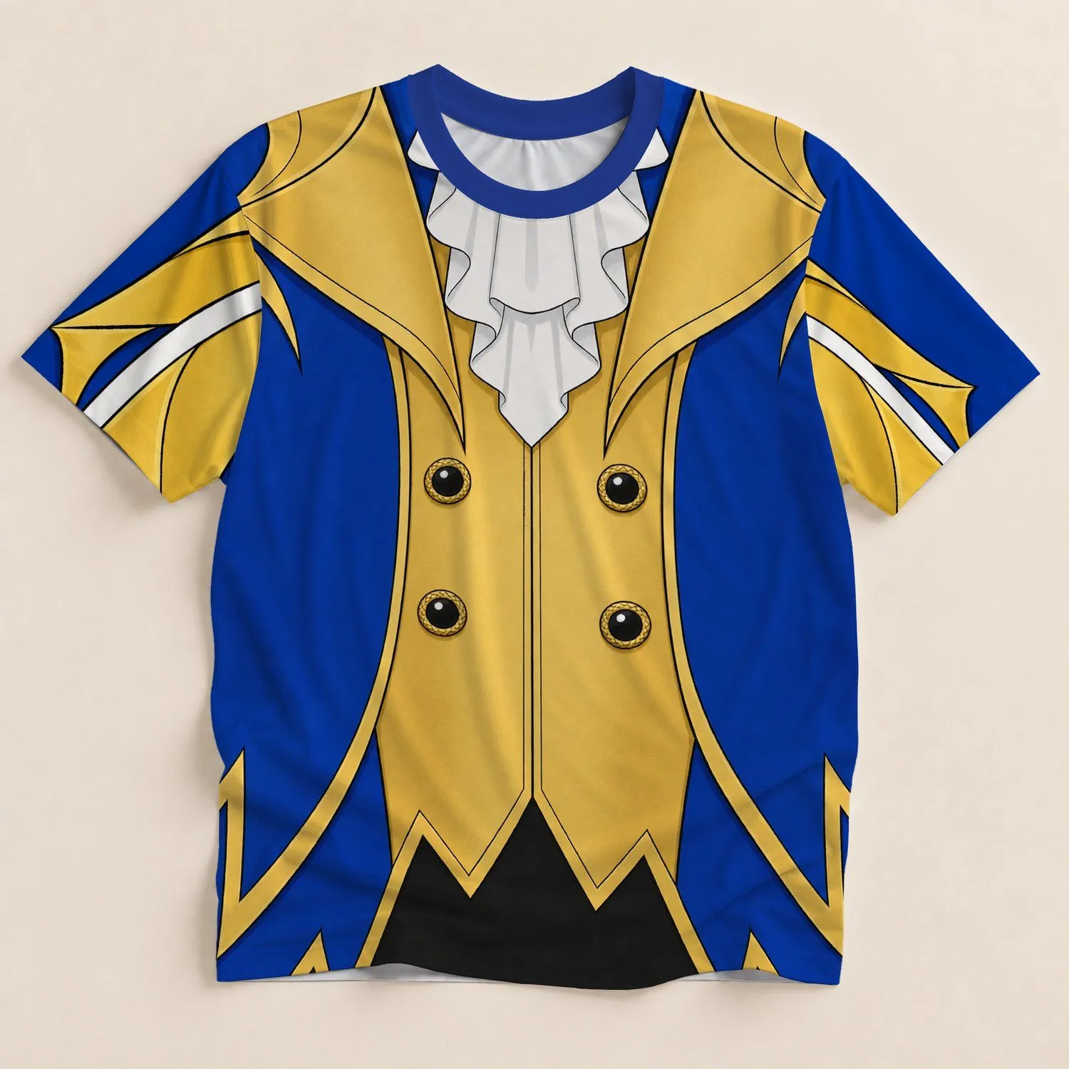 Royal Blue And Gold Courtier Tunic For Fantasy Cosplay And Renaissance Festival Events All-over Print Unisex T-shirt - 1