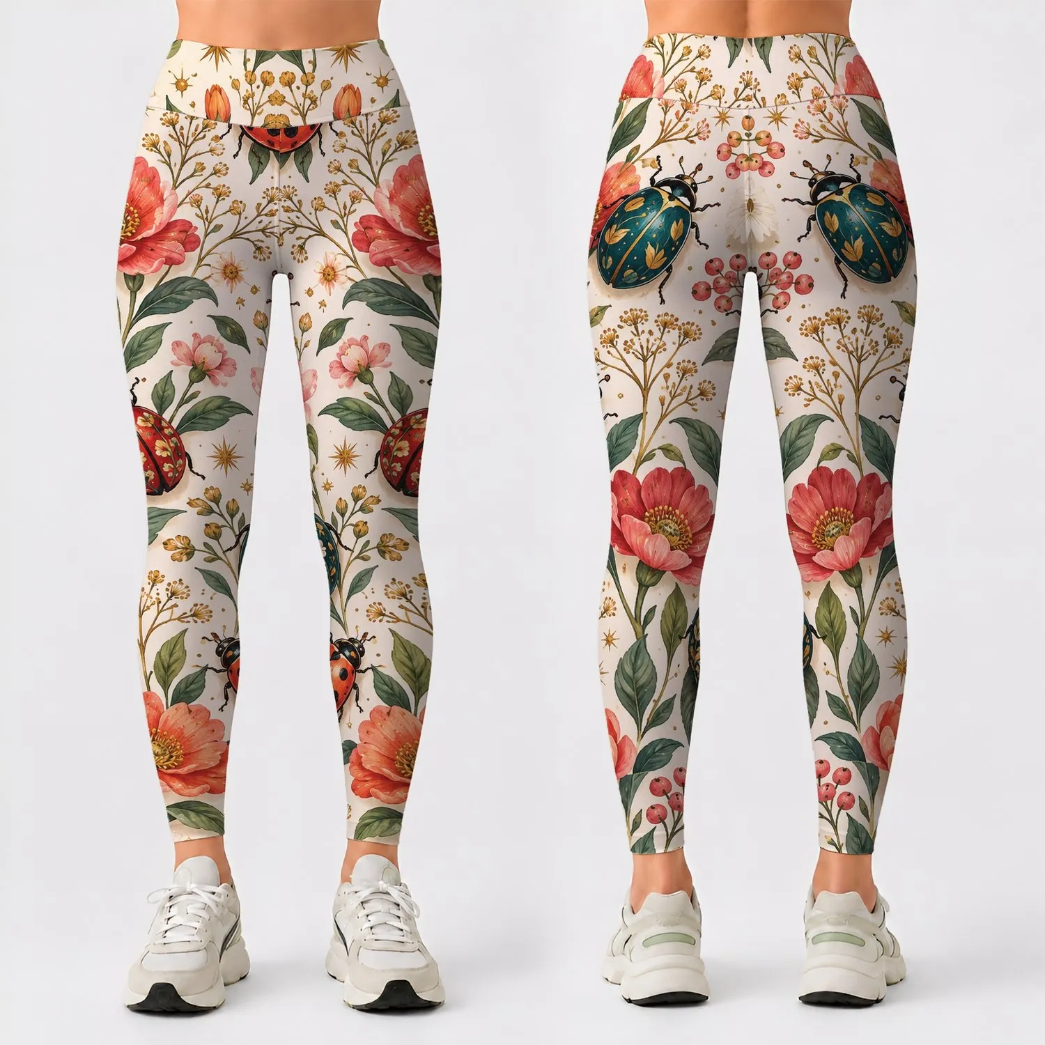 Whimsical Ladybugs And Garden Beetles For Sunny Days And Nature Loving Women Everywhere Leggings - 1