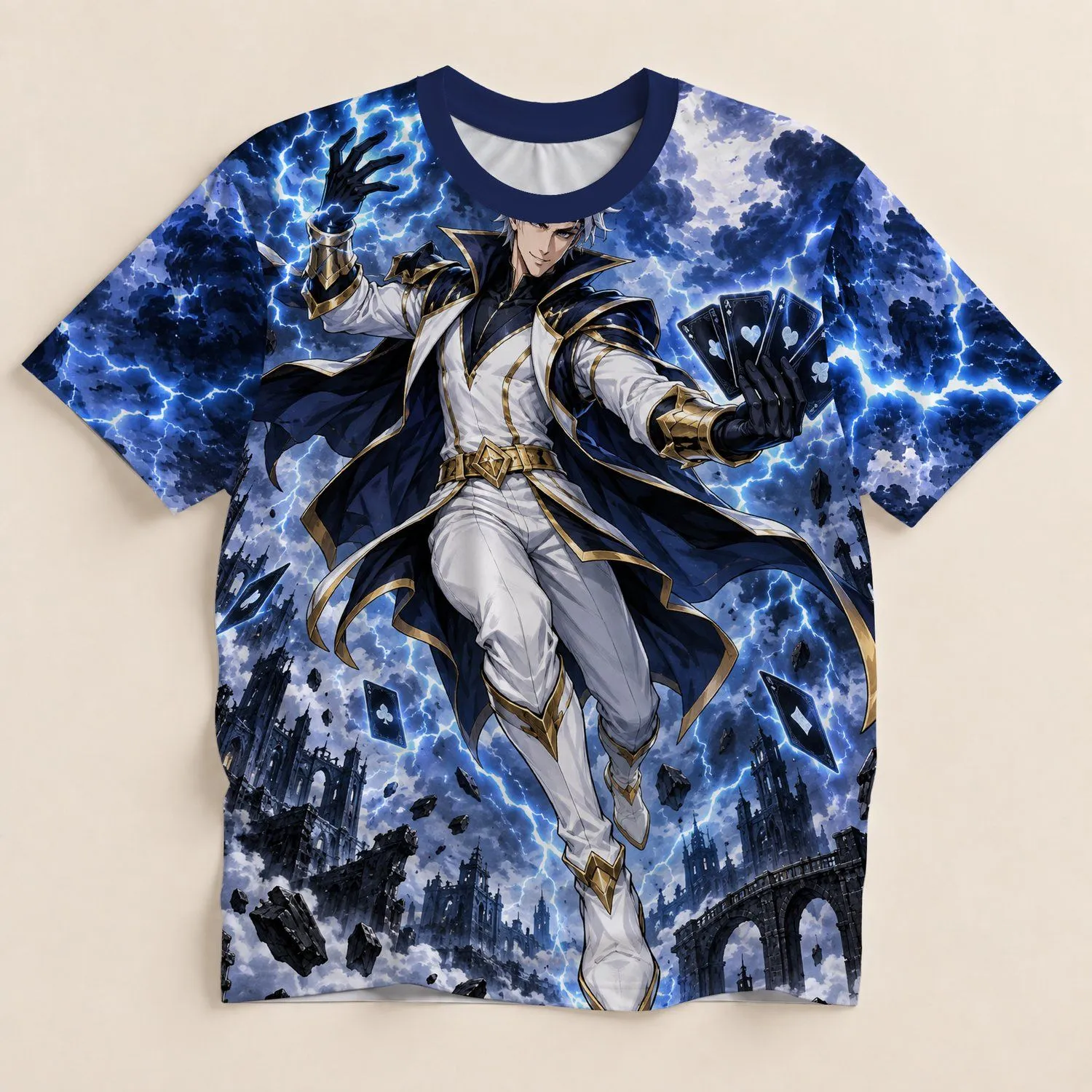 Silver-Haired Storm Magician Hero for Comic Fans and Everyday Adventure All-over Print Unisex T-shirt - 1