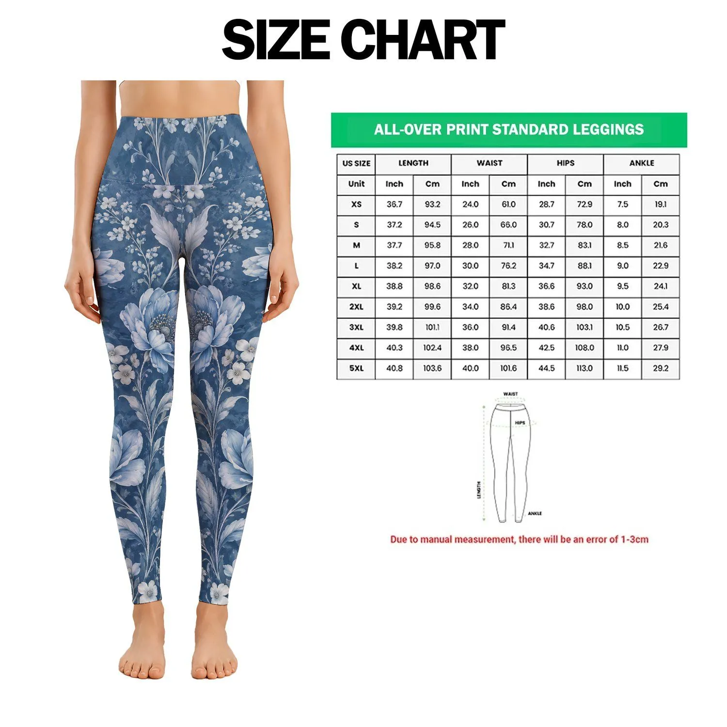 Blue Wildflower Vines for Relaxed Summer Days and Coastal Weekend Outings Leggings - 1