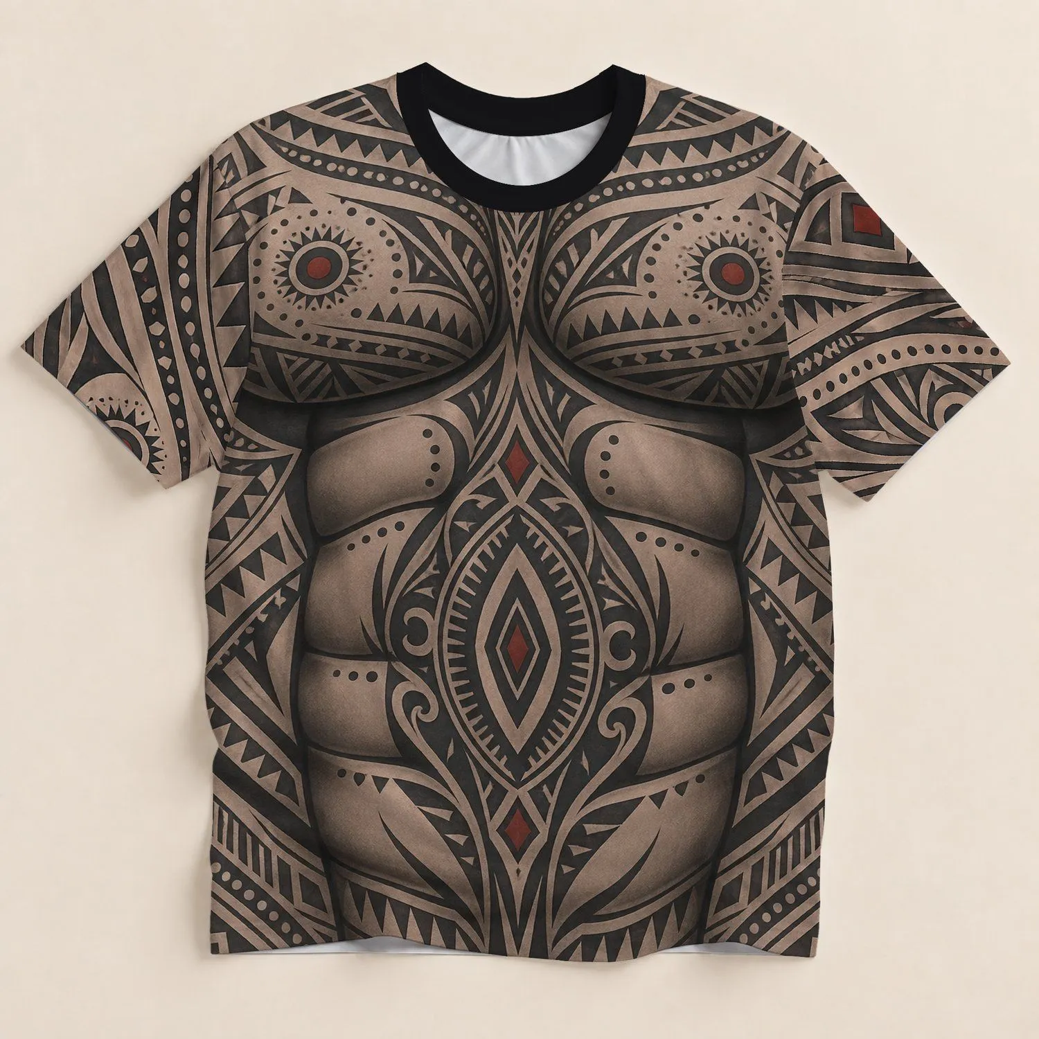 Tribal Eye Totem Muscle Illusion for Parties and Bold Streetwear Style All-over Print Unisex T-shirt - 1