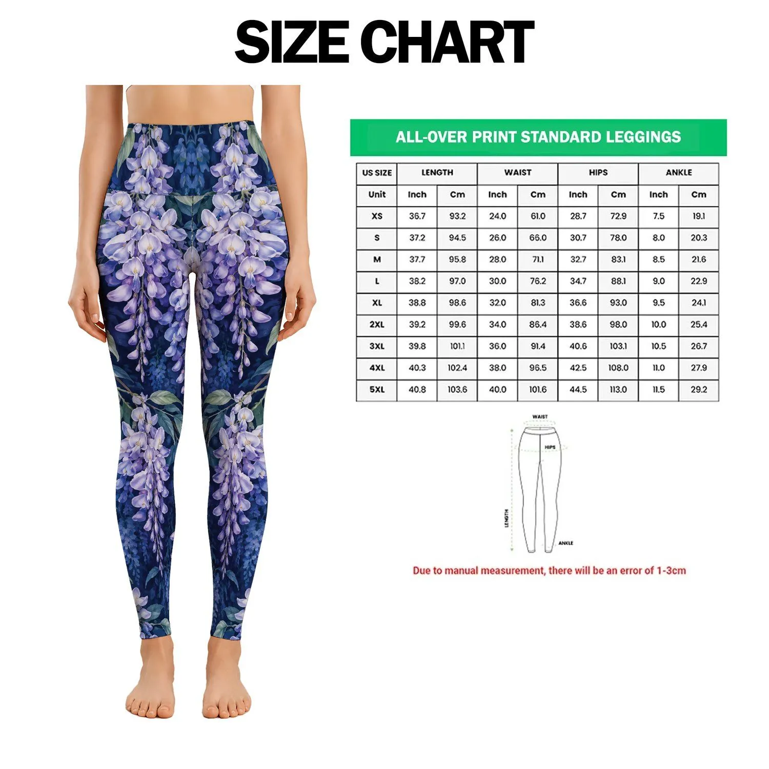 Lavender Wisteria Blooms for Coastal Getaways and Relaxed Botanical Style for Women Leggings - 1