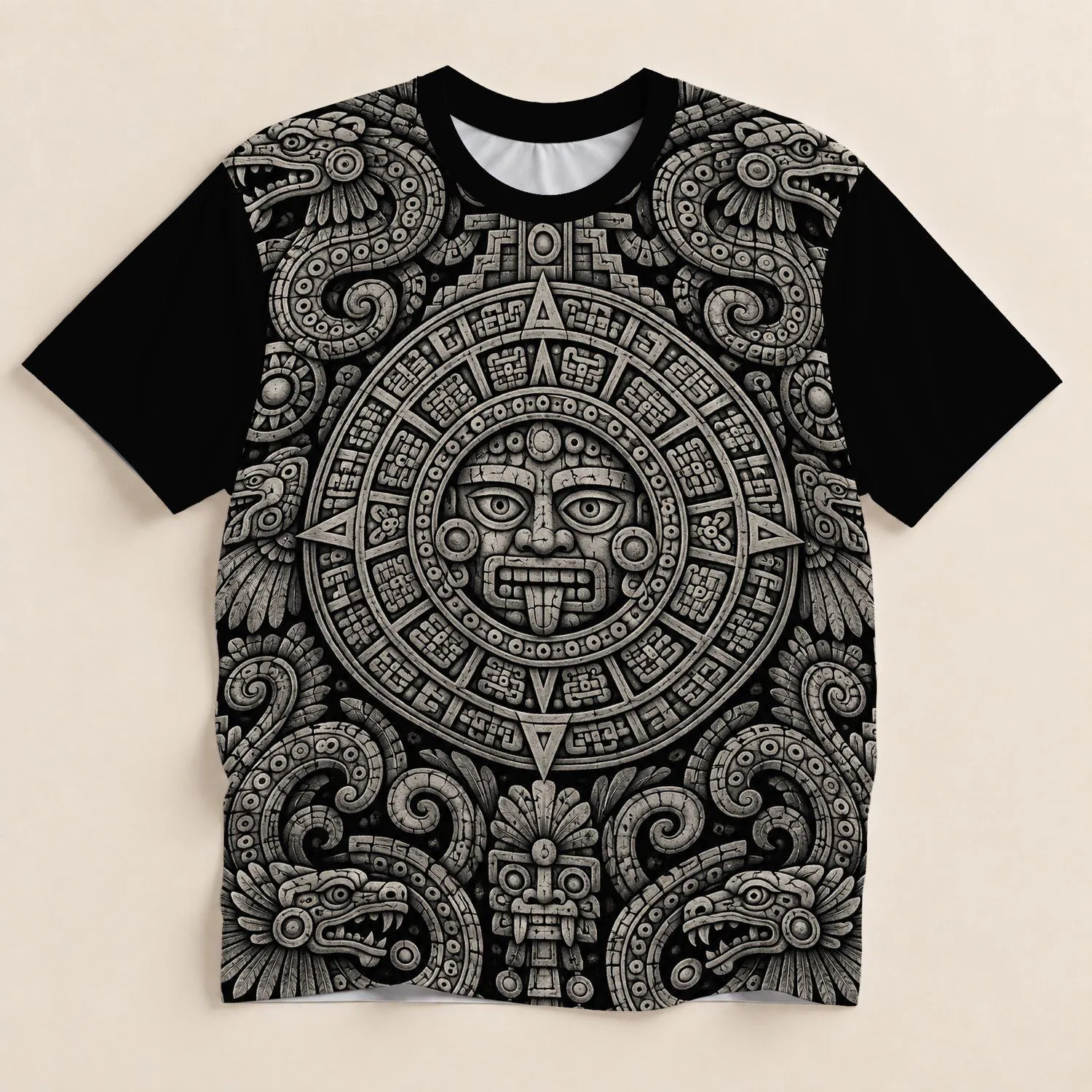 Mayan Calendar Totem for Festival Outings and Ancient History Enthusiasts Today All-over Print Unisex T-shirt - 1