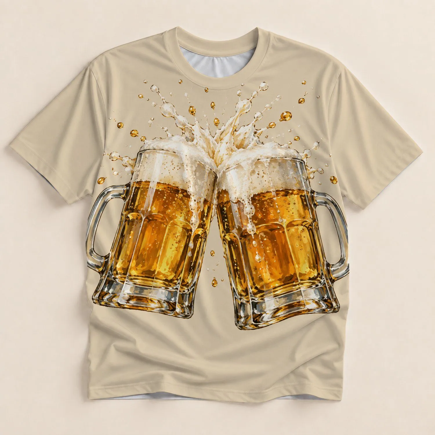Clinking Amber Beer Steins for Oktoberfest Celebrations and Beer Festival Gatherings All-over Print Unisex T-shirt - 1