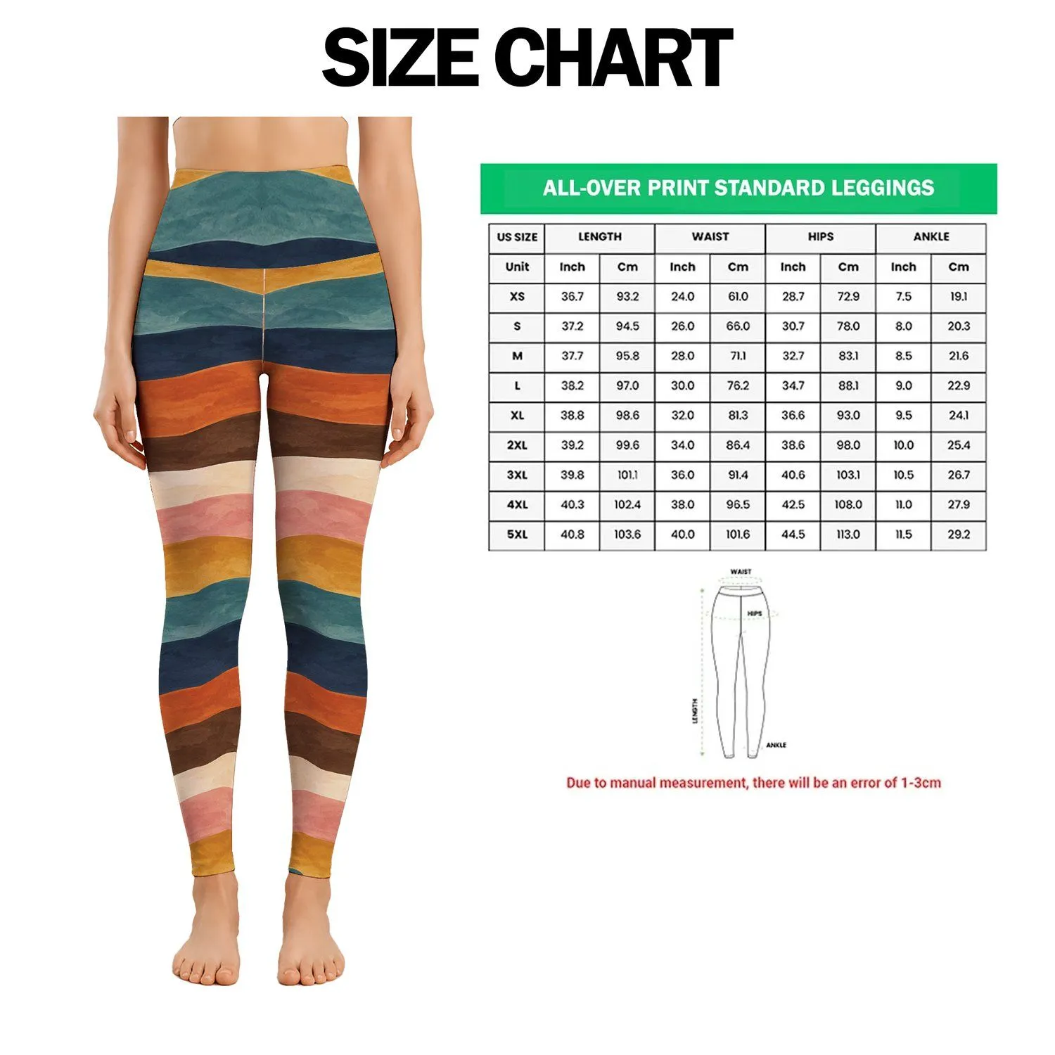 Retro Rainbow Color Block Stripes for Beach Days and Relaxed Summer Weekends for Her Leggings - 1