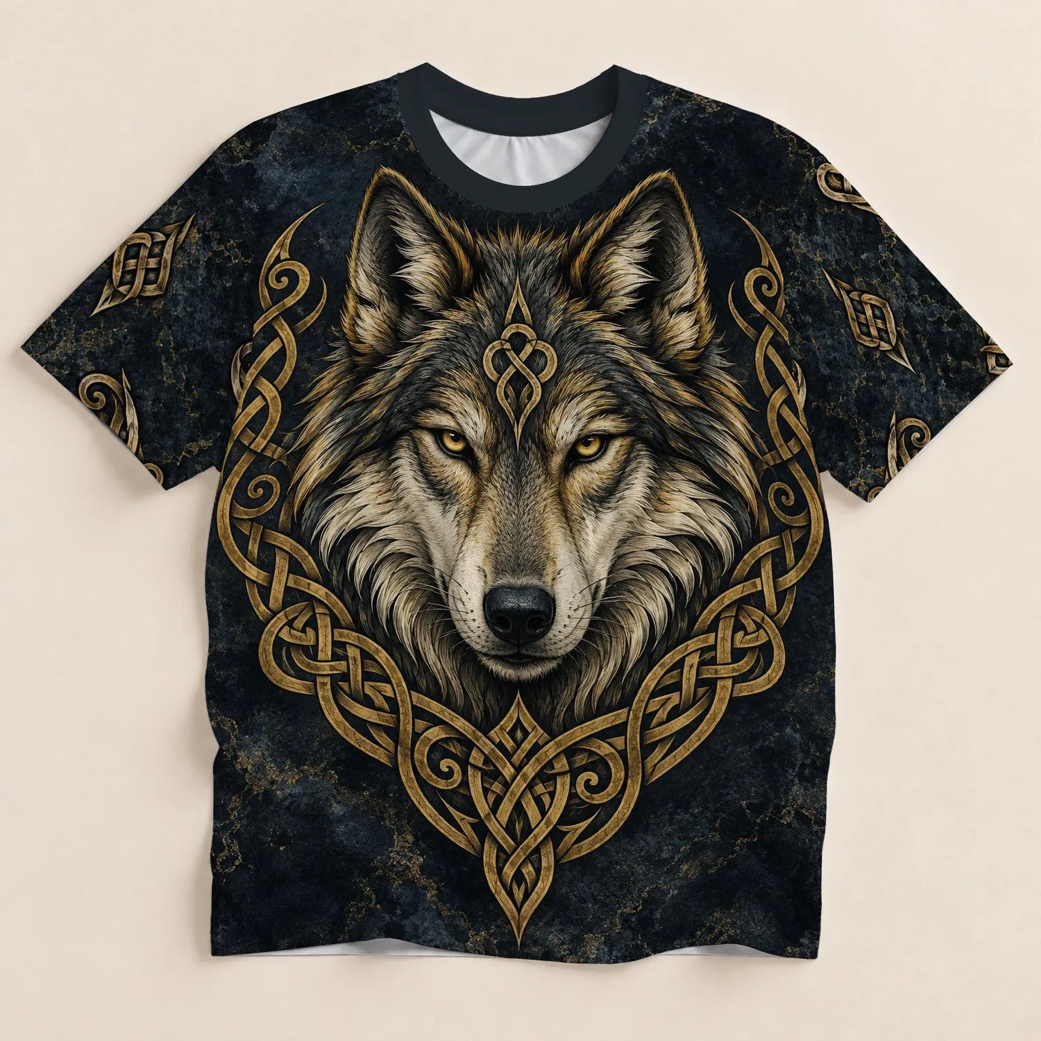 Celtic Wolf Head Nordic Knotwork For Viking Festival Nights And Everyday Wear Gift All-over Print Unisex T-shirt - 1