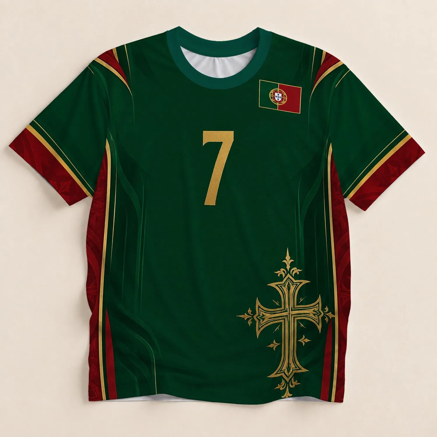 Portuguese Green and Red Football Colors for Match Day and Stadium Fan Supporters All-over Print Unisex T-shirt - 1