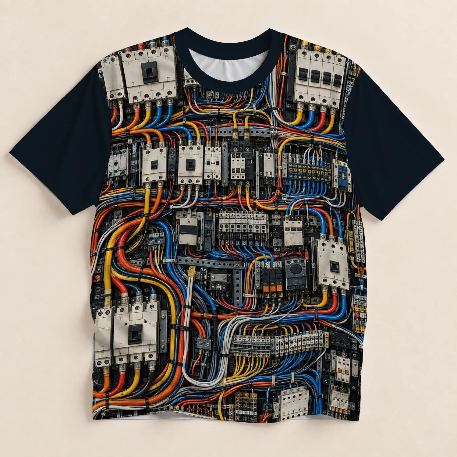 Dense Industrial Circuitry and Tangled Wires for Workshop Days and Tech Enthusiasts All-over Print Unisex T-shirt - 1