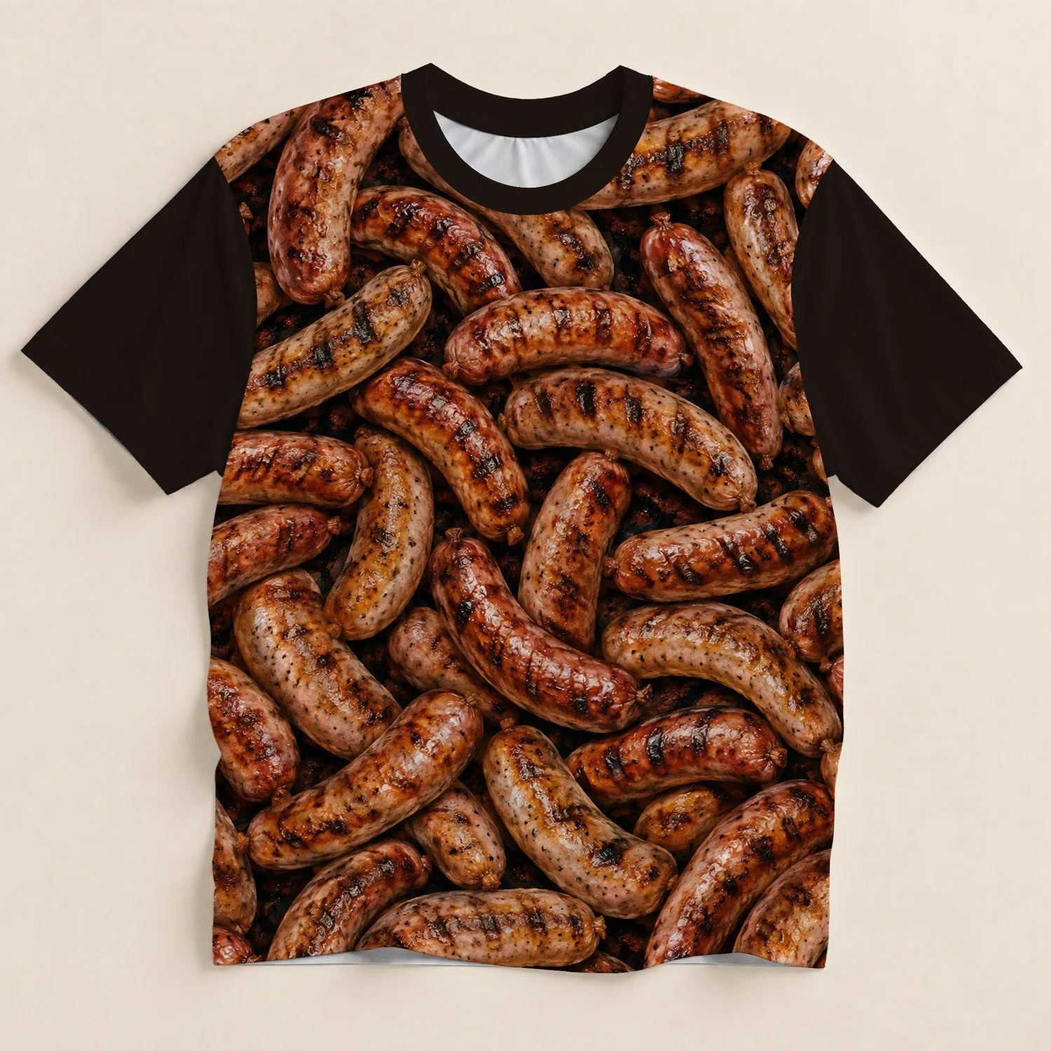 Grilled Sausage Motif for Barbecue Weekends and Outdoor Cooking Enthusiasts All-over Print Unisex T-shirt - 1